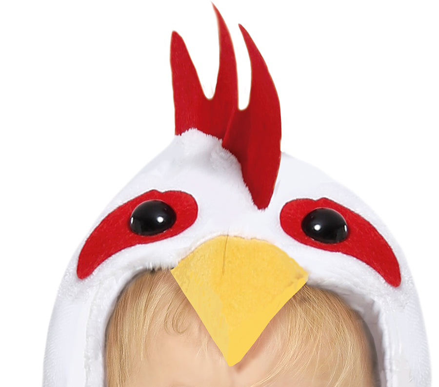 GP76094 – Huhn Kapuzenanzug Karneval Tiere – Größe: 74/80 – Farbe: Weiß, Ansicht 2