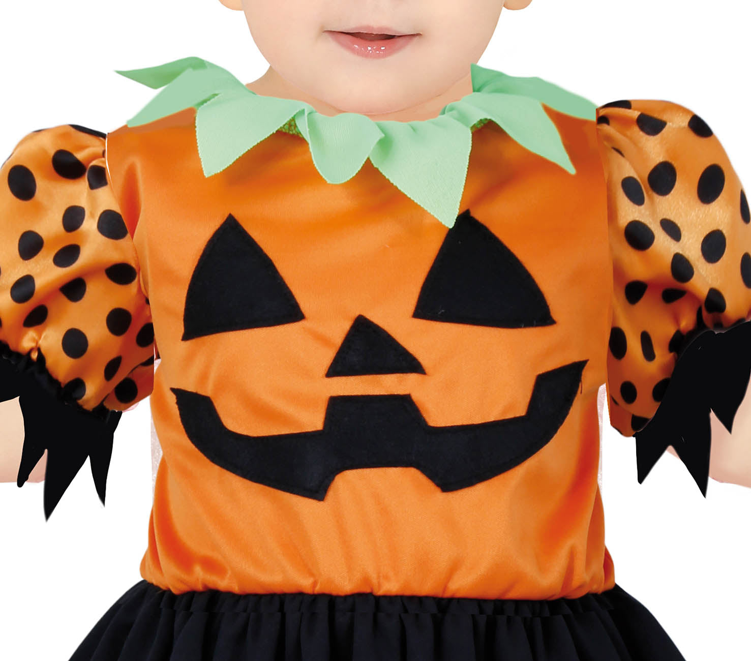 GP76100 – Halloween Kürbis Kostüm Orange Schwarz Punkte – Größe: 74/80, 86/92, 92/98 – Farbe: Orange