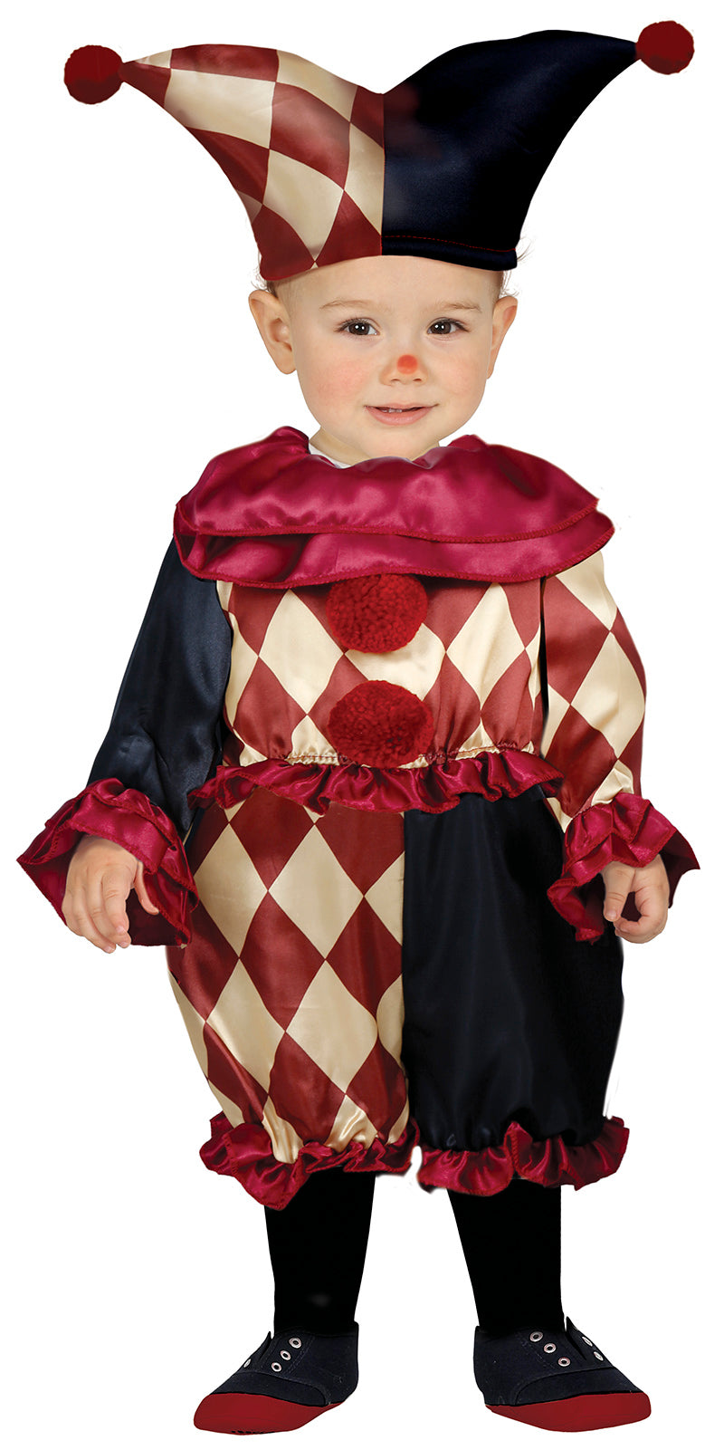 GP76104 – Clown Baby Kostüm Harlekin Halloween Spaß – Größe: 74/80, 86/92 – Farbe: Grau