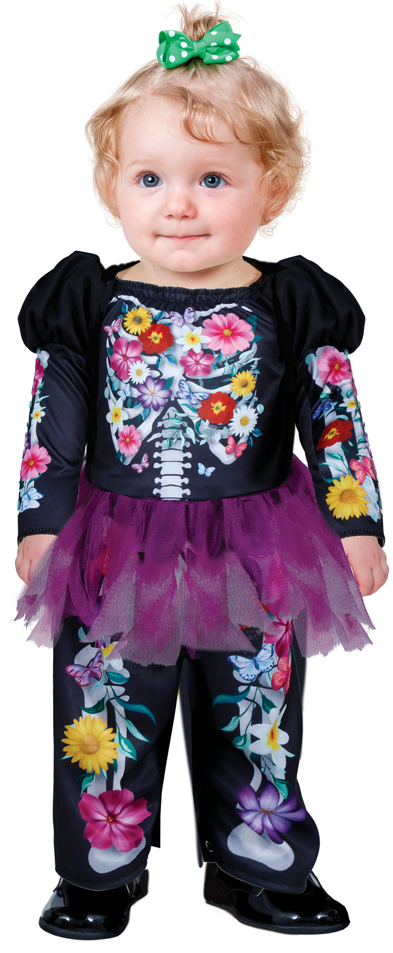 GP76114 – Blumenwelt Magisches Skelett Babykostüm – Größe: 74/80 – Farbe: Schwarz