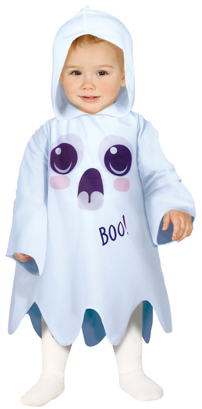 GP76120 – Gespenst Halloween Kostüm Tunika Mit Kapuze – Größe: 86/92 – Farbe: Weiß
