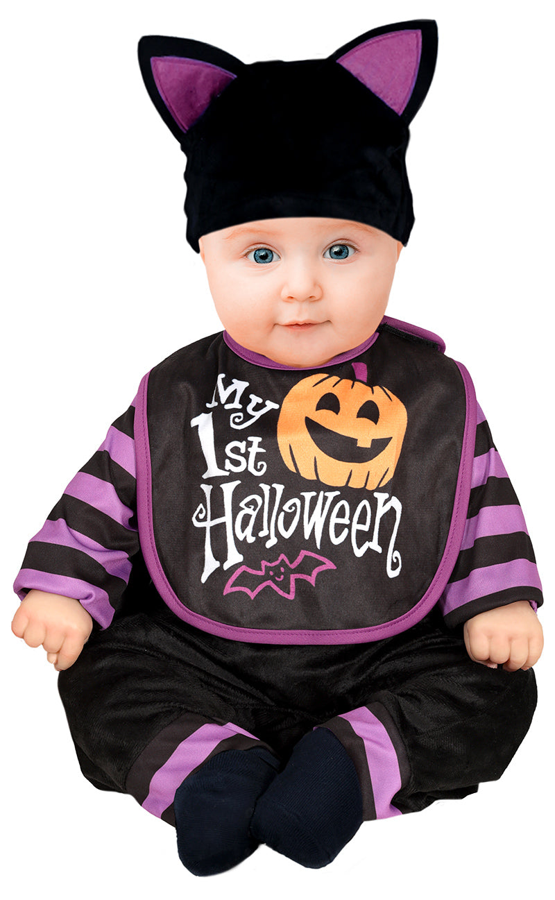 GP76128 – Halloween Kürbis Katze Baby Outfit – Größe: 74/80 – Farbe: Schwarz