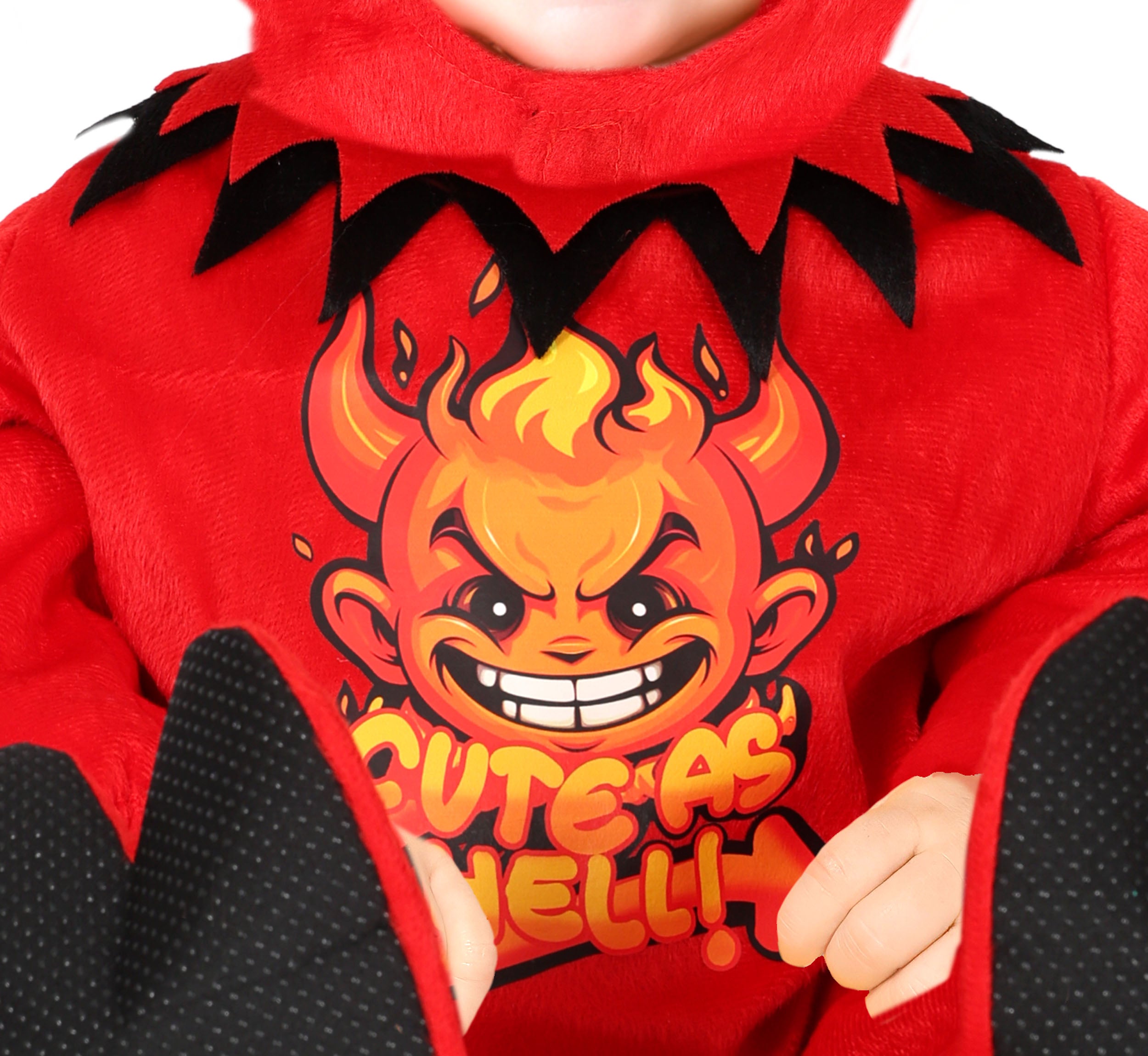 GP76138 – Dämonisches Halloween Kostüm Kapuze – Größe: 74/80, 86/92 – Farbe: Rot