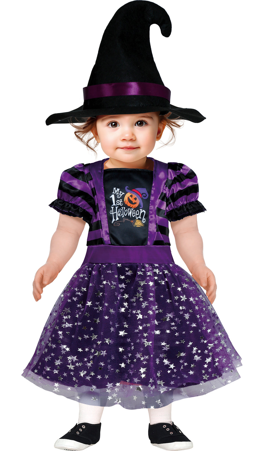 Hexenkostüm für Babys lila mit Hut