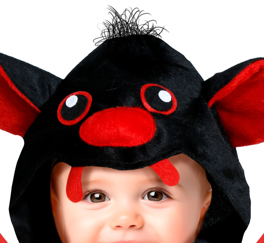 GP76142 – Fledermaus Halloween Baby Kapuzenoverall – Größe: 74/80, 86/92 – Farbe: Schwarz, Ansicht 2