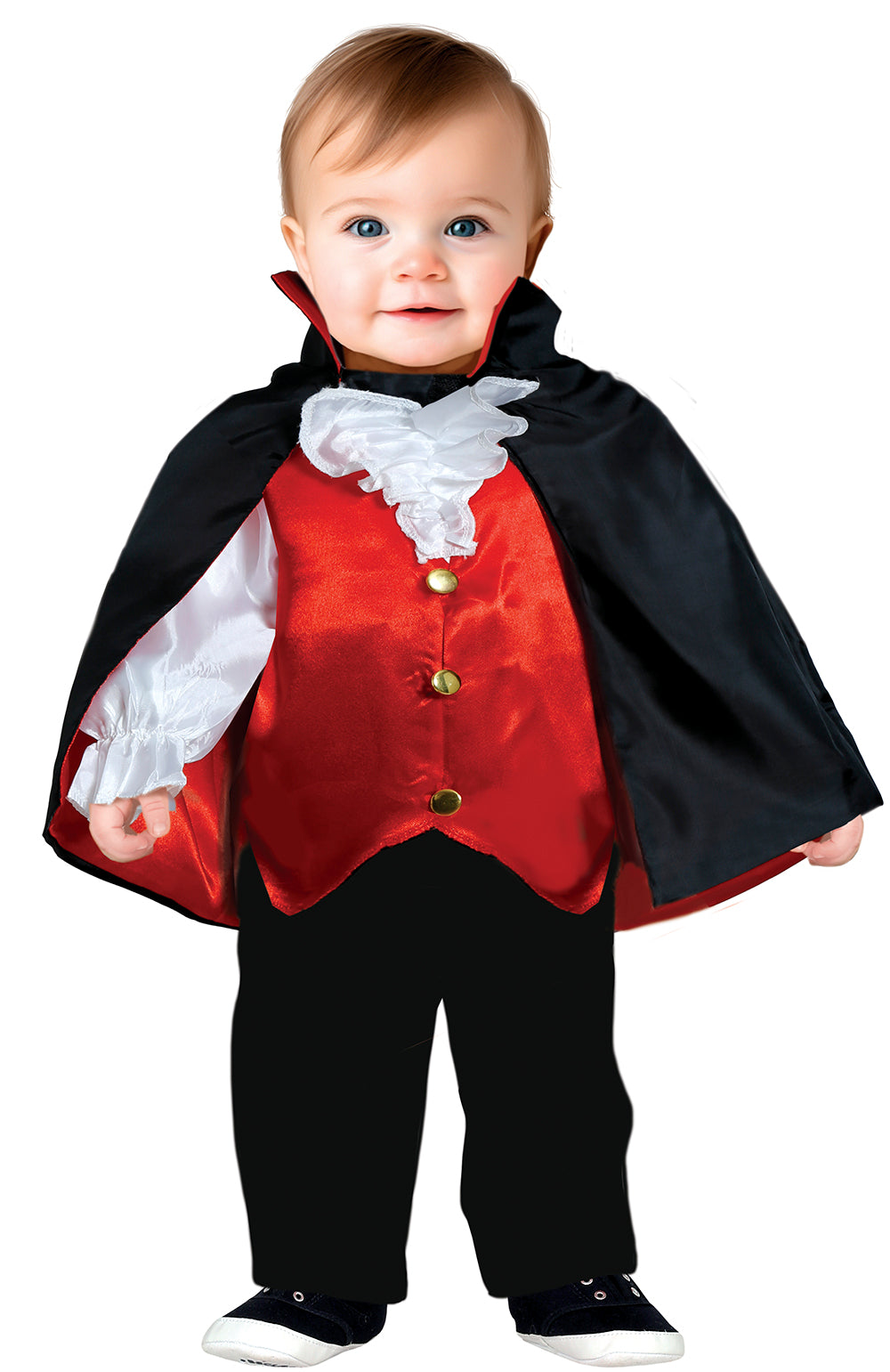 GP76156 – Vampir Halloween Baby Umhang Hemd – Größe: 74/80, 86/92 – Farbe: Schwarz