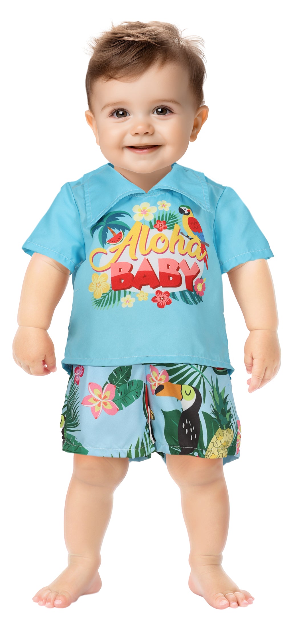 GP76158 – Sommer Tropisch Hawaii Spaß Strand Set – Größe: 74/80, 86/92, 92/98 – Farbe: Blau