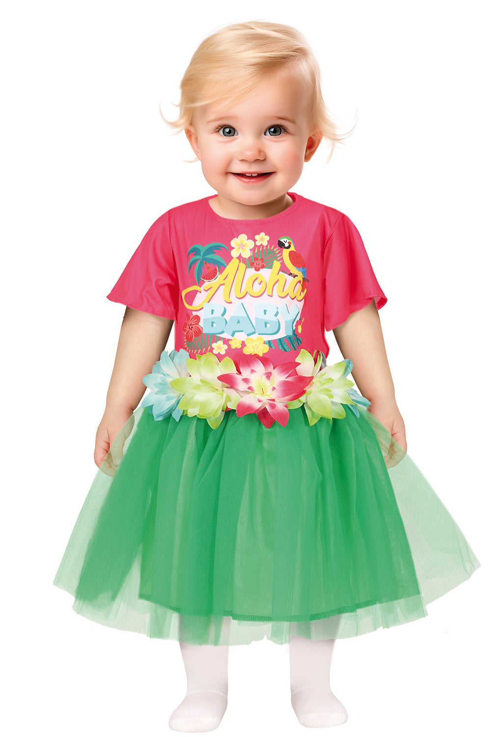 GP76161 – Sommertraum Hawaii Tropen Look Exotisch – Größe: 74/80, 86/92, 92/98 – Farbe: Pink