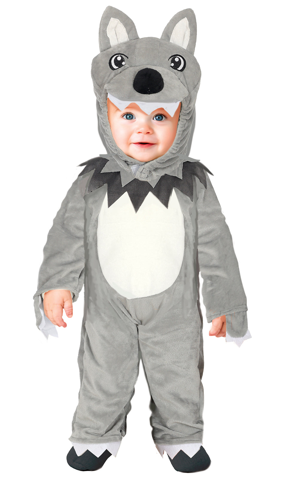 GP76195 – Wolf Kinderkostüm Halloween Mit Kapuze – Größe: 74/80, 86/92 – Farbe: Grau