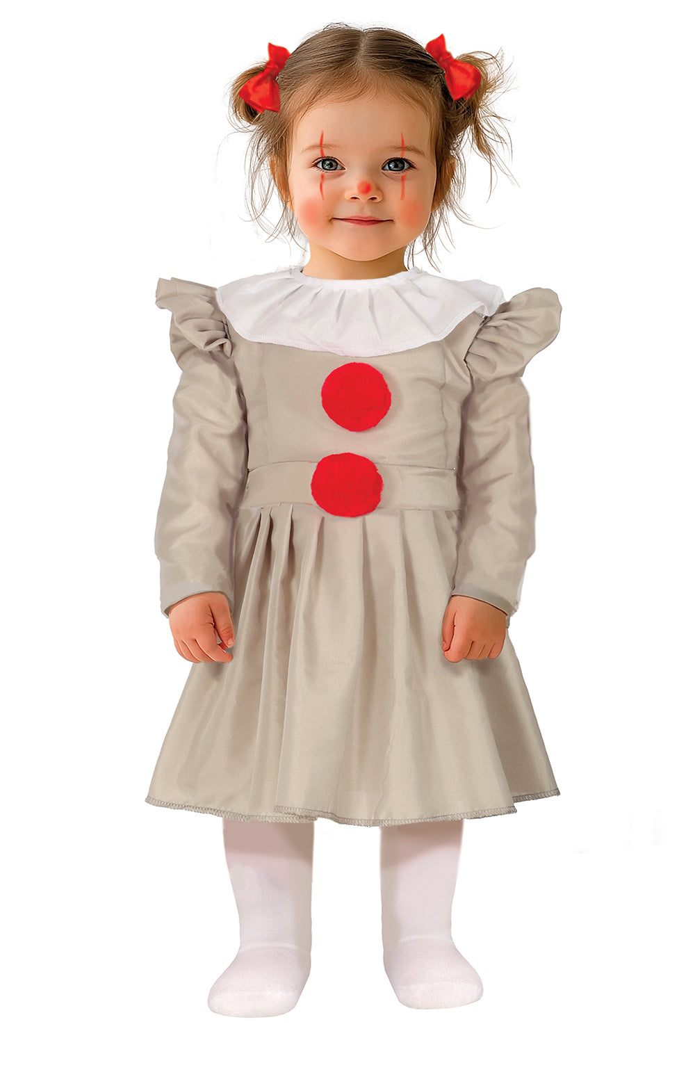 GP76197 – Clown Niedliches Halloween Outfit – Größe: 74/80, 86/92 – Farbe: Grau