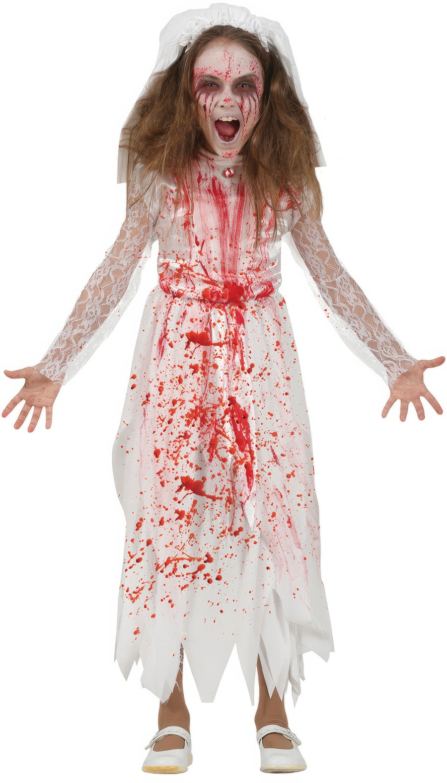 Horrorbraut Kostüm für Mädchen mit Schleier