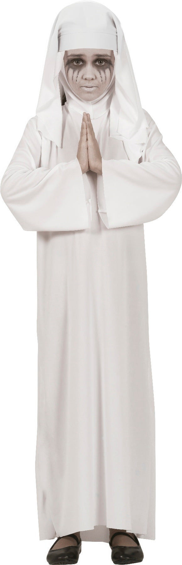 Horror Nonne Kostüm für Mädchen mit Haube