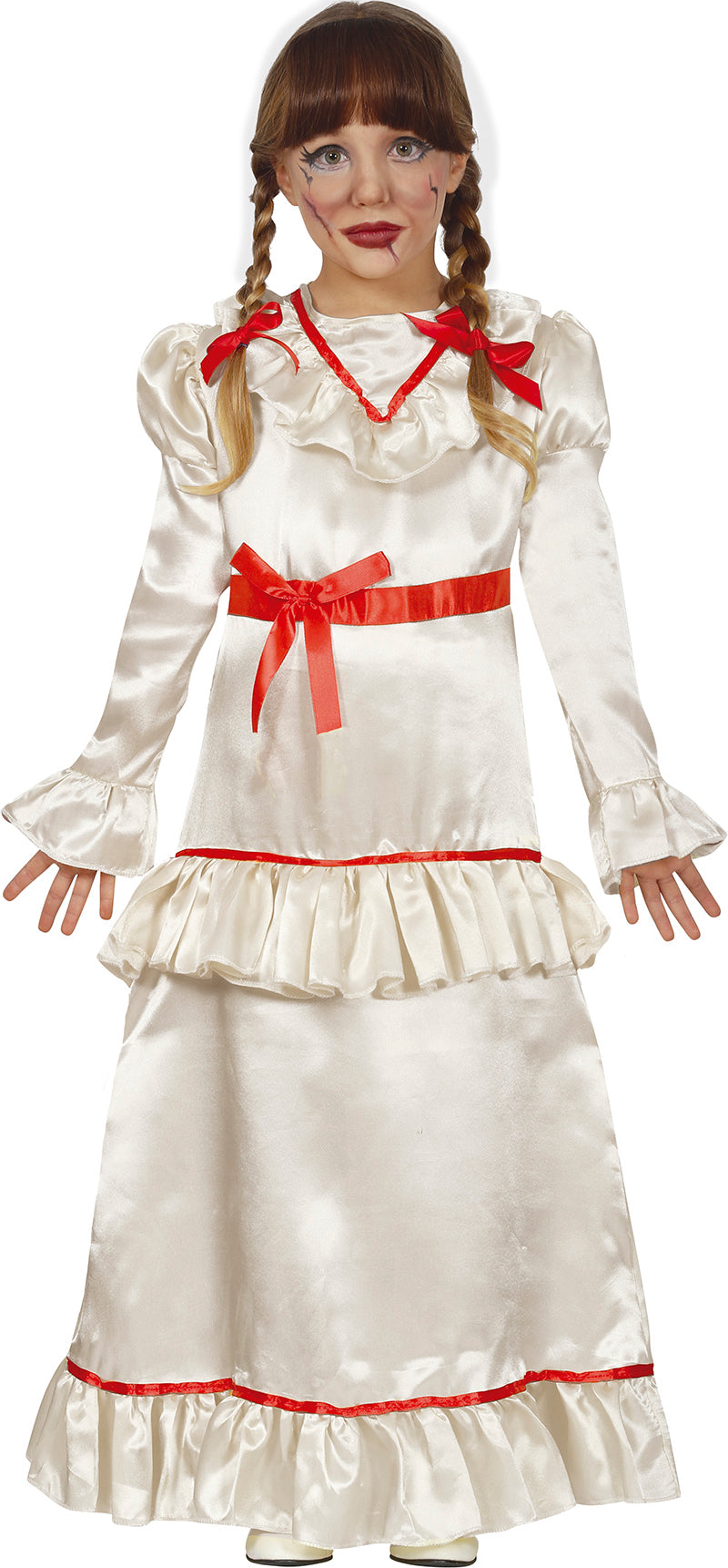 GP77019 – Halloween Puppenkostüm Grusel Rüschen Kleid – Größe: 128/134 – Farbe: Weiß