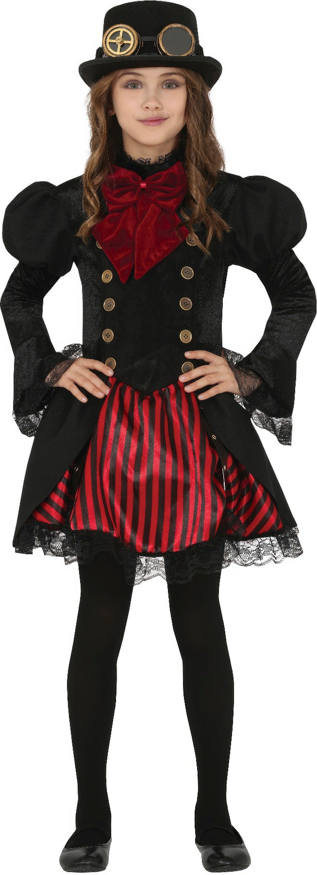 GP77022 – Steampunk Halloween Outfit Kinder – Größe: 128/134 – Farbe: Schwarz