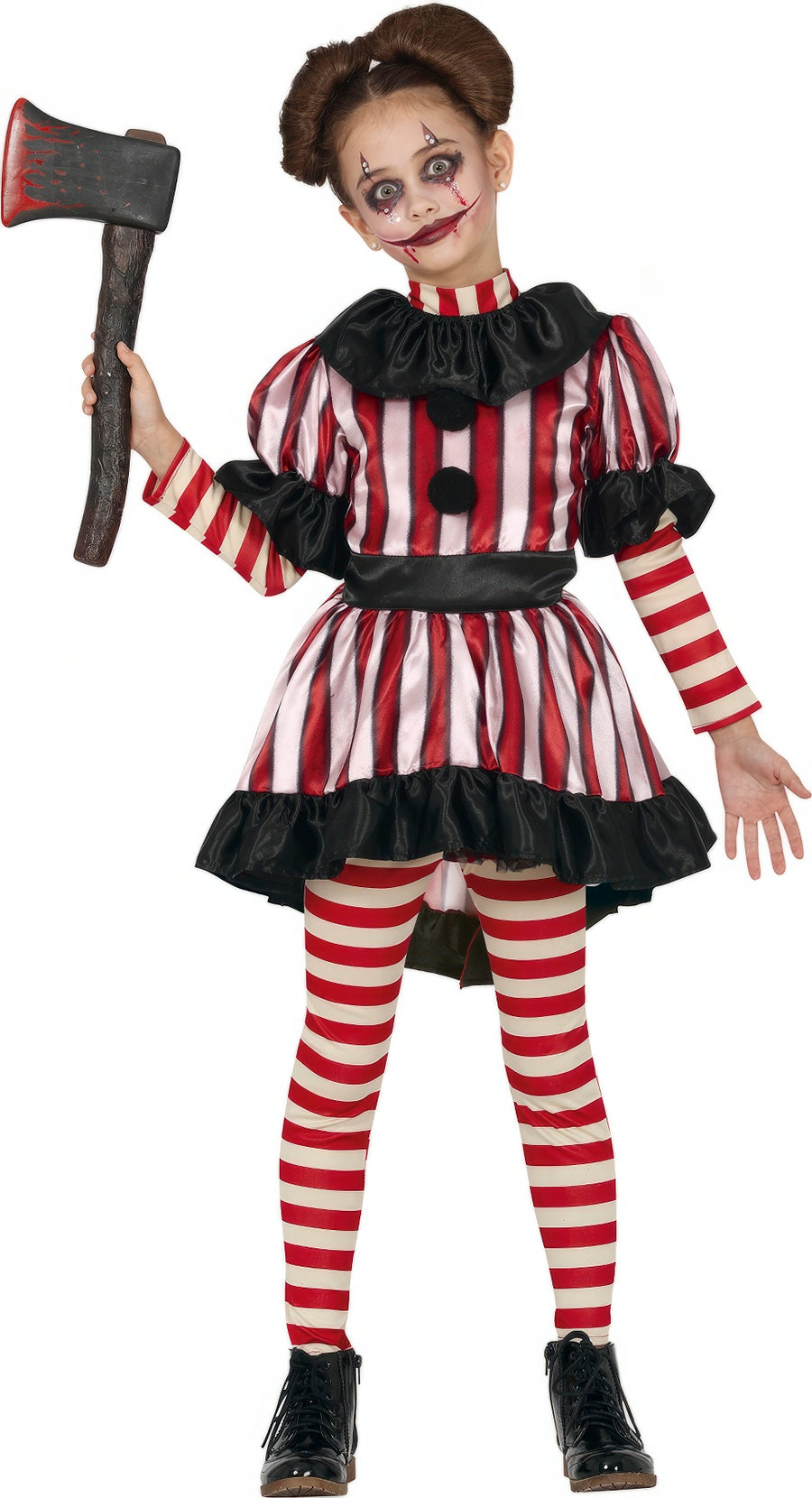 Horror Clown Kostüm für Mädchen mit Halskrause