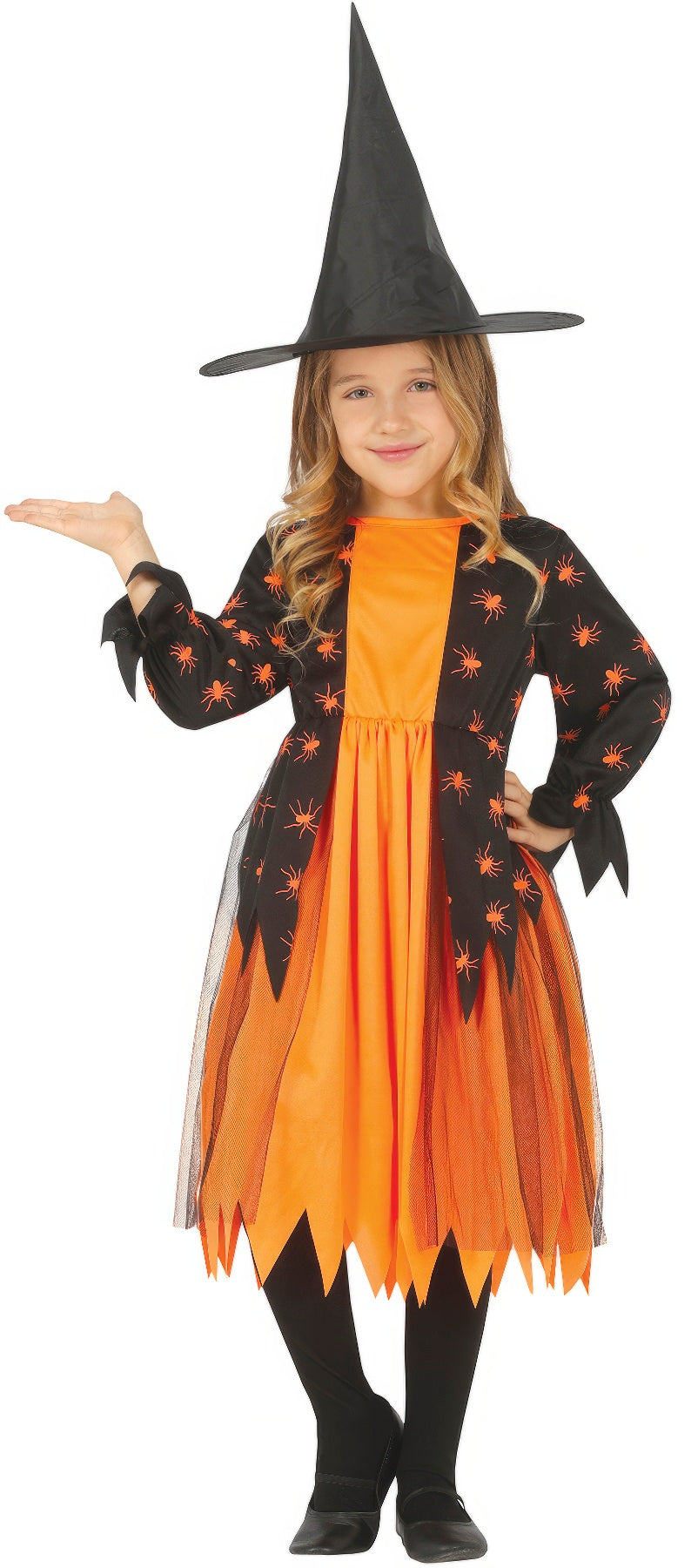 GP77046 – Hexe Halloween Spinnenkostüm Mit – Größe: 128/134 – Farbe: Schwarz