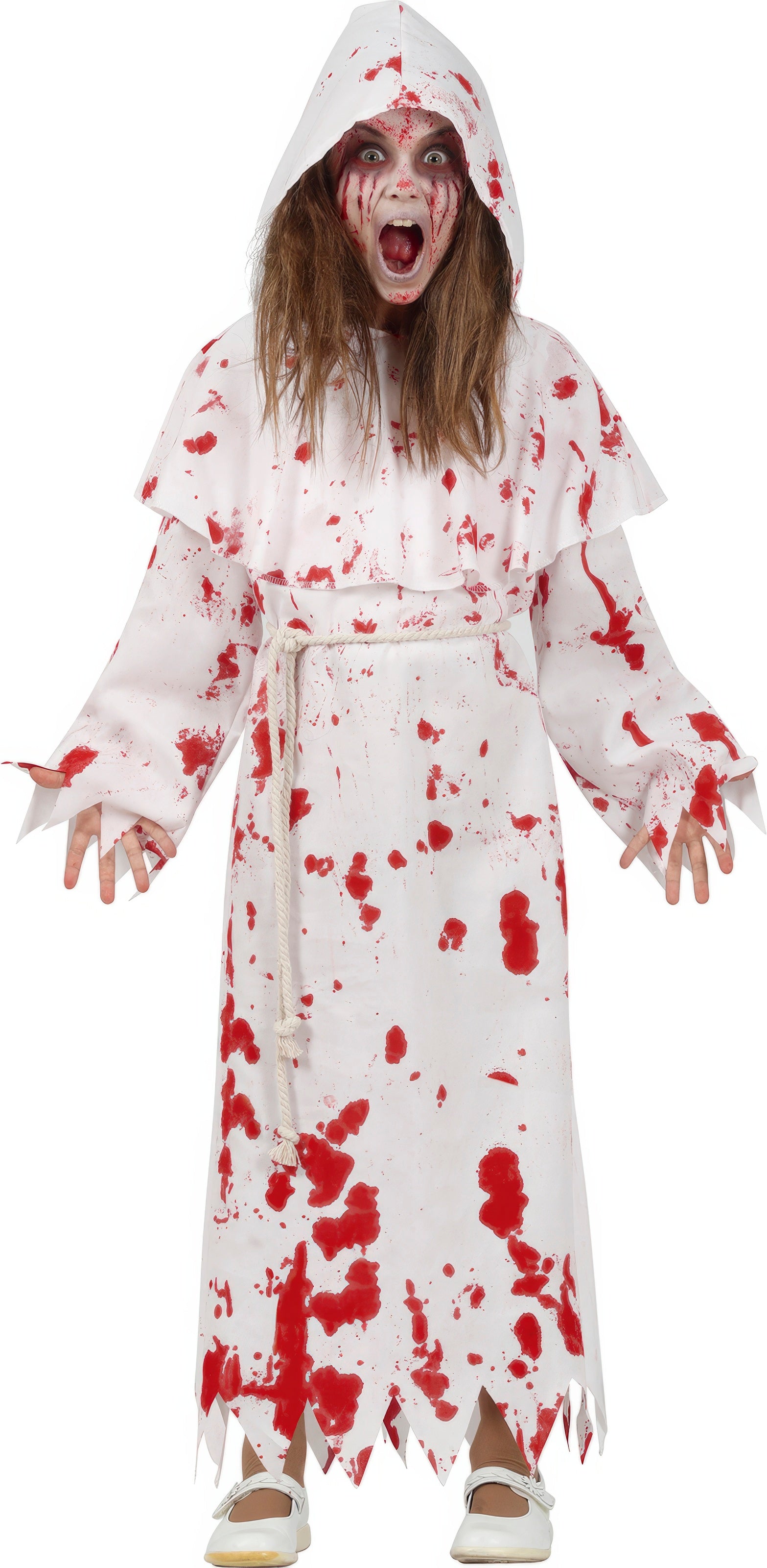 GP77132 – Halloween Gruselige Nonne Kostüm – Größe: 128/134 – Farbe: Weiß