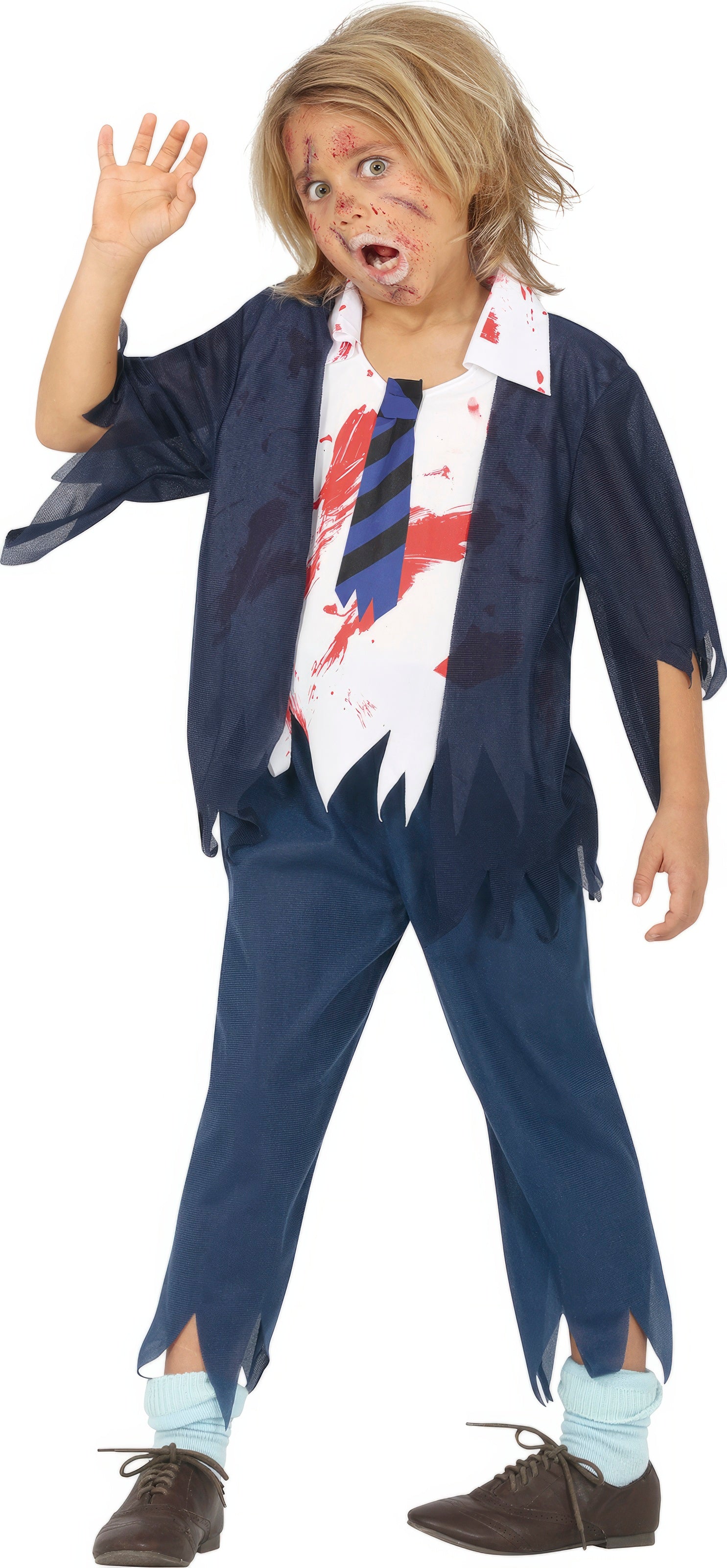 GP77143 – Zombie Schüler Outfit Halloween Gruselkostüm – Größe: 110/116 – Farbe: Blau