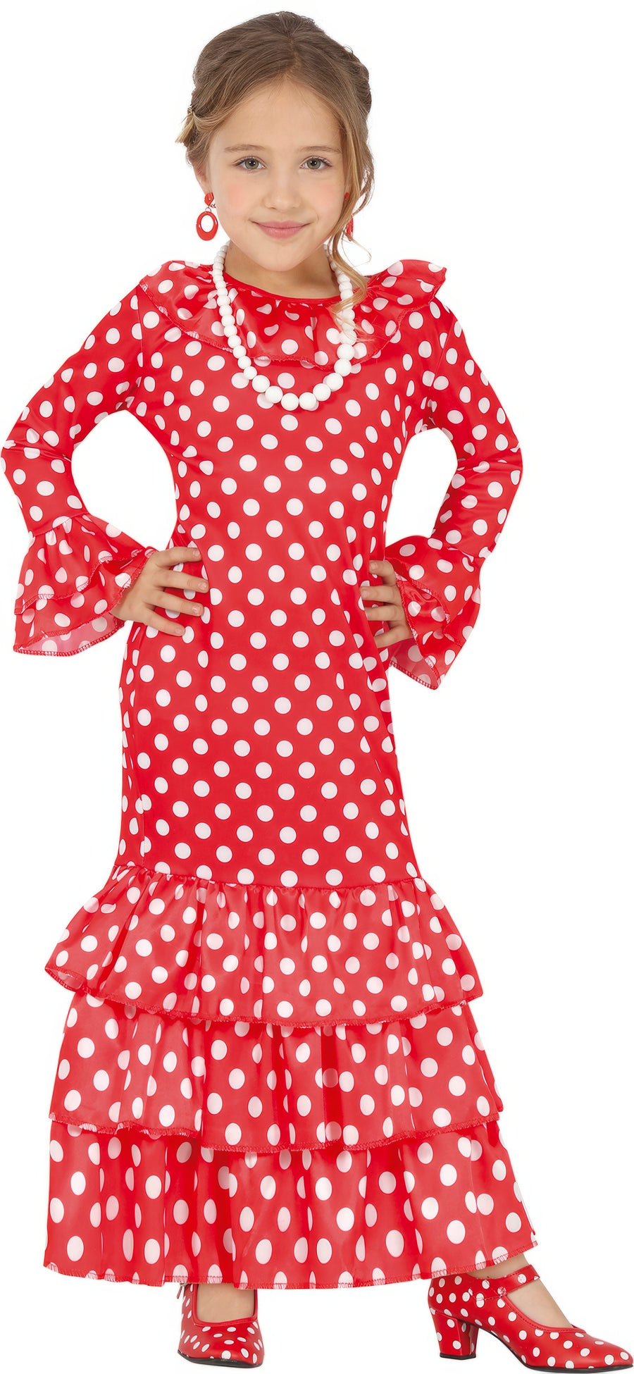 Flamenco Kleid für Mädchen rot mit Punkten