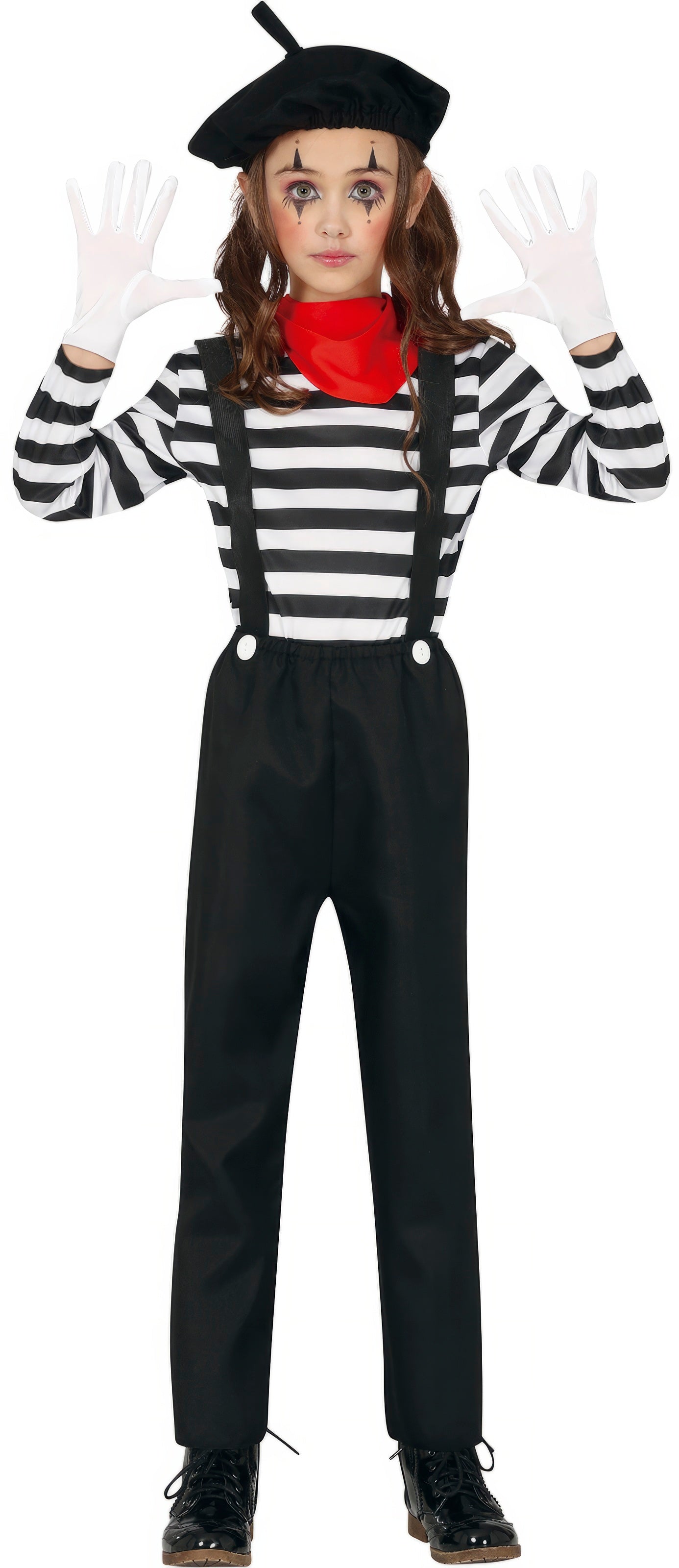 GP77226 – Clown Pantomime Kostüm Karneval – Größe: 110/116, 128/134, 140/146, 98/104 – Farbe: Weiß