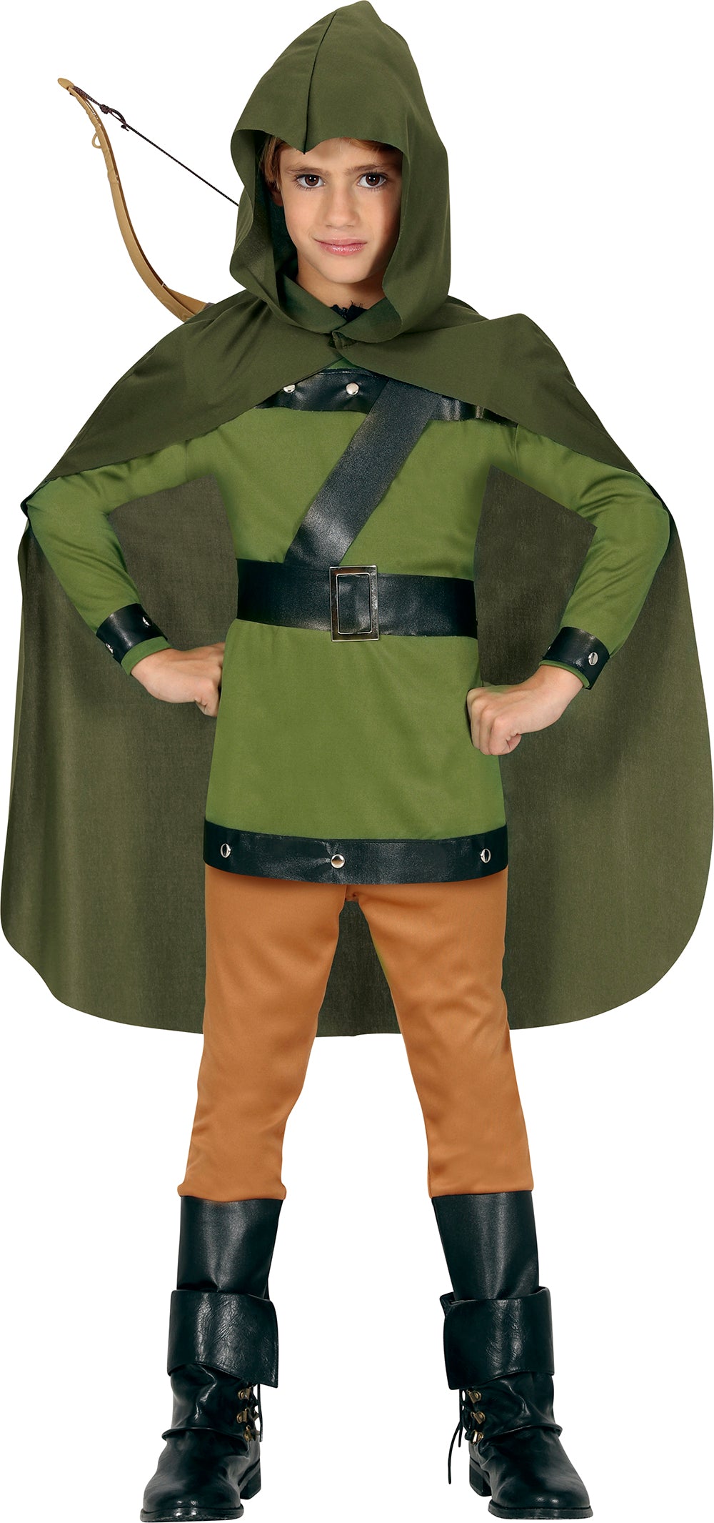 GP77238 – Bogenschütze Mittelalter Abenteuerfigur Umhang – Größe: 128/134 – Farbe: Grün