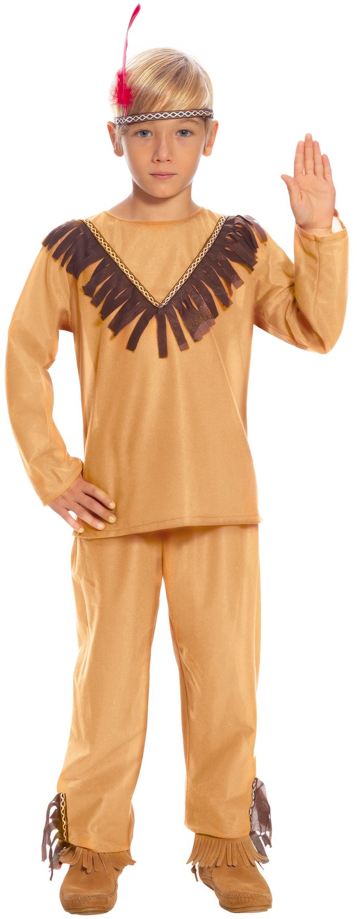 GP77318 – Indianer Häuptling Kind Kostüm Karneval – Größe: 98/104 – Farbe: Braun