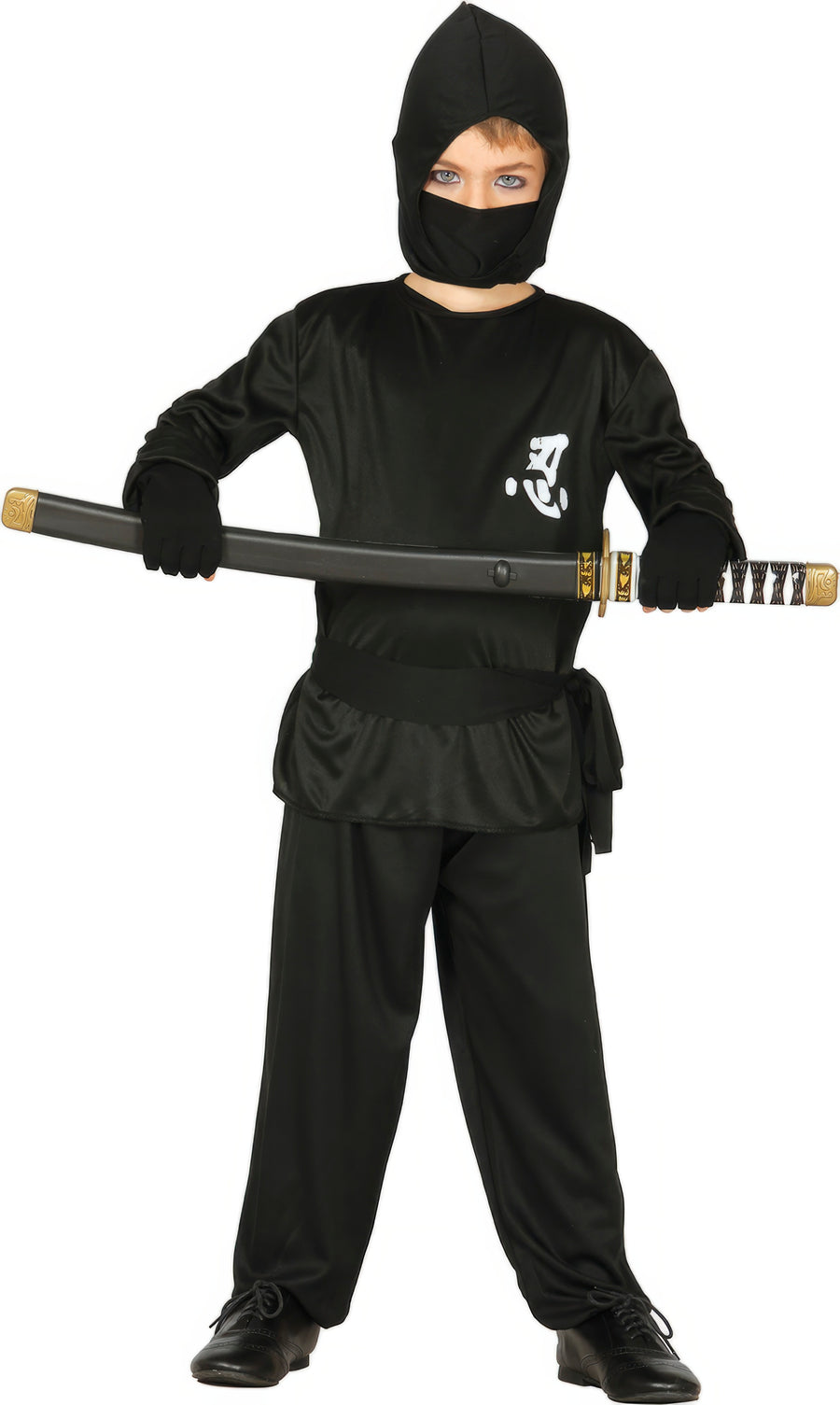 Ninja Kostüm für Kinder schwarz mit Maske