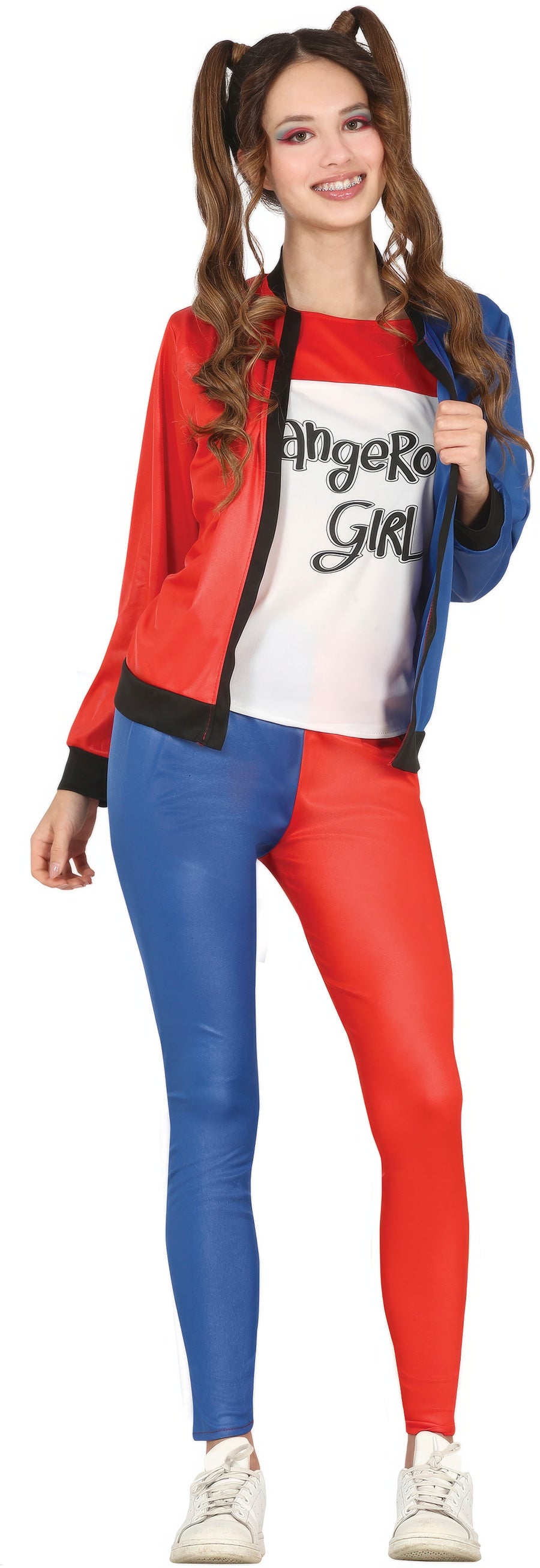 Comic Bösewichtin Kostüm für Damen rot blau