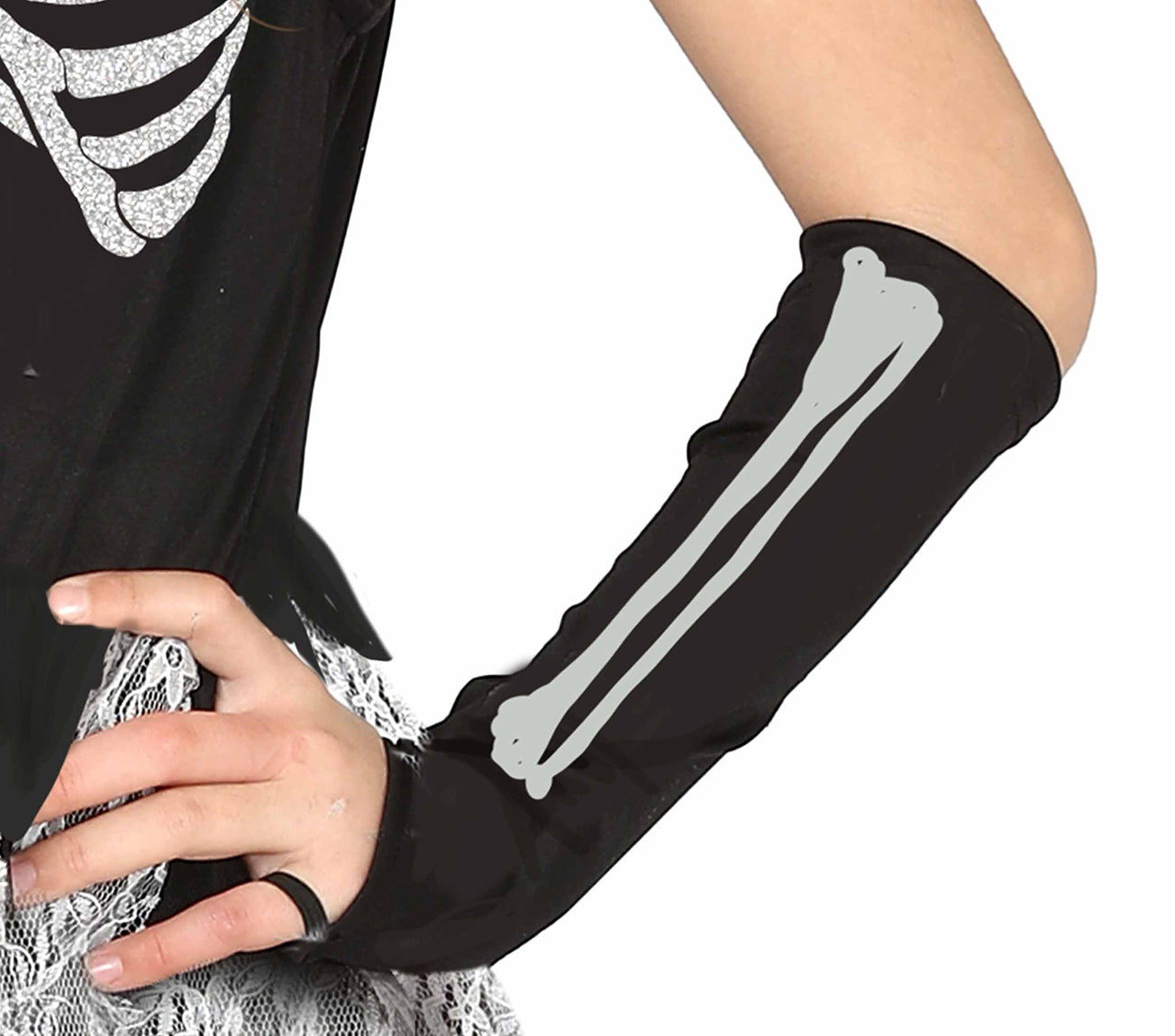 GP77391 – Halloween Skelettgespenst Kostüm Mädchen – Größe: 110/116 – Farbe: Schwarz