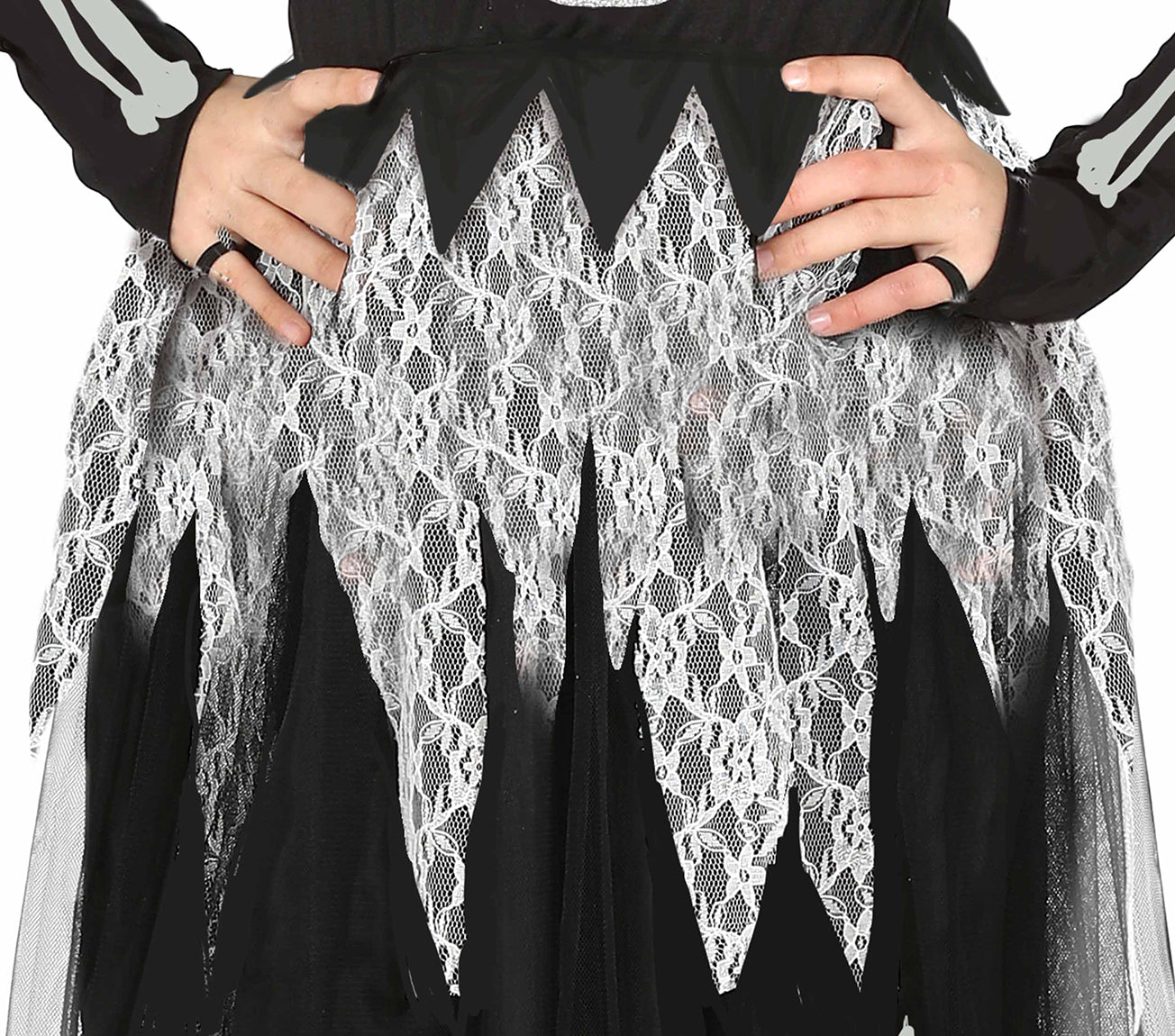 GP77391 – Halloween Skelettgespenst Kostüm Mädchen – Größe: 128/134 – Farbe: Schwarz