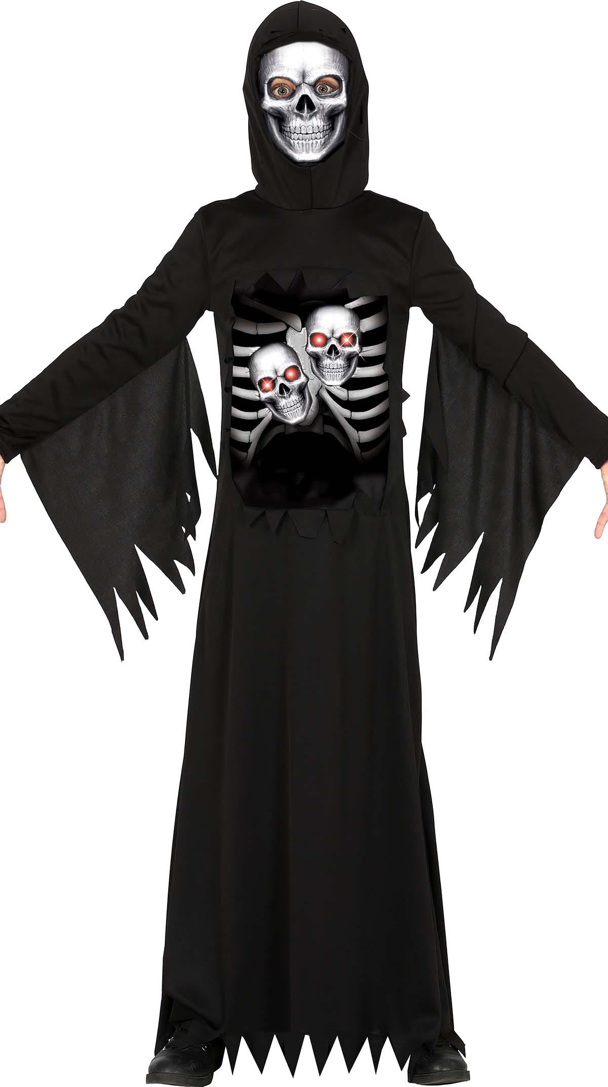 GP77394 – Halloween Sensenmann Kostüm Dunkler – Größe: 128/134 – Farbe: Schwarz