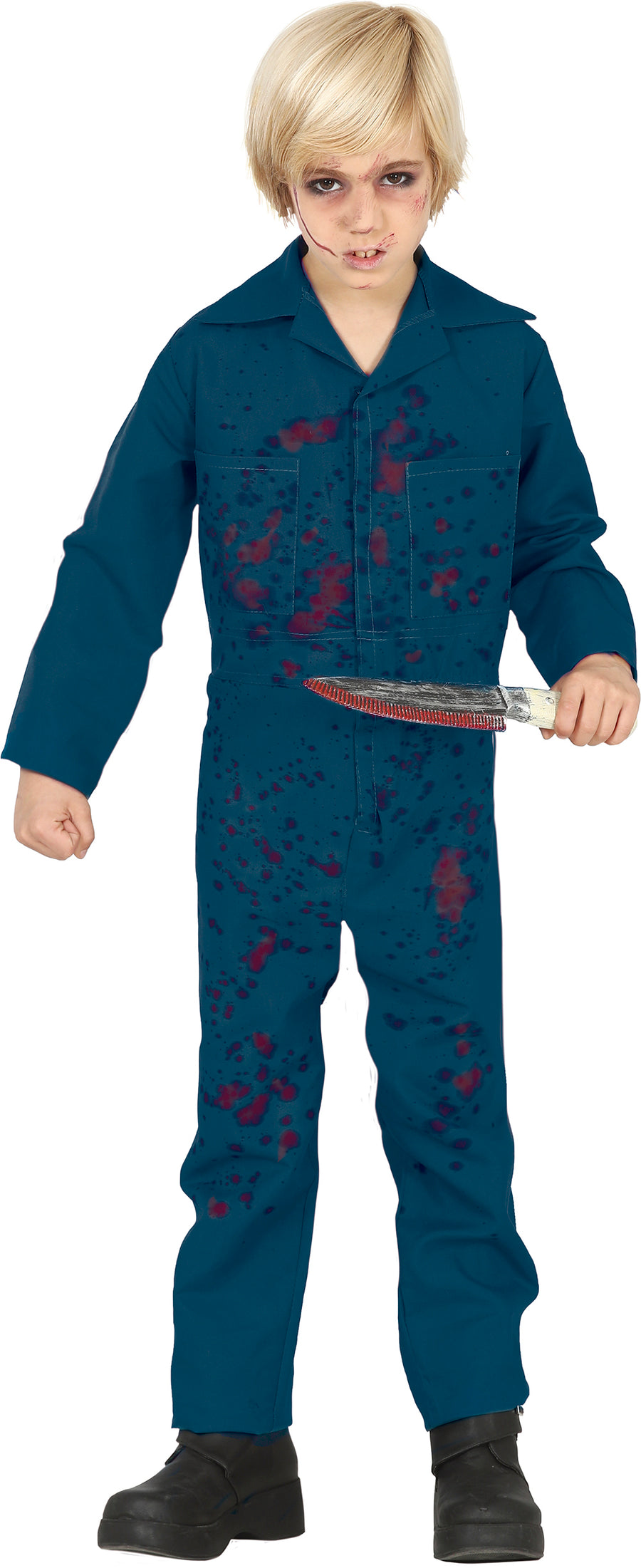 Killer Kostüm für Jungen Overall mit Blutflecken