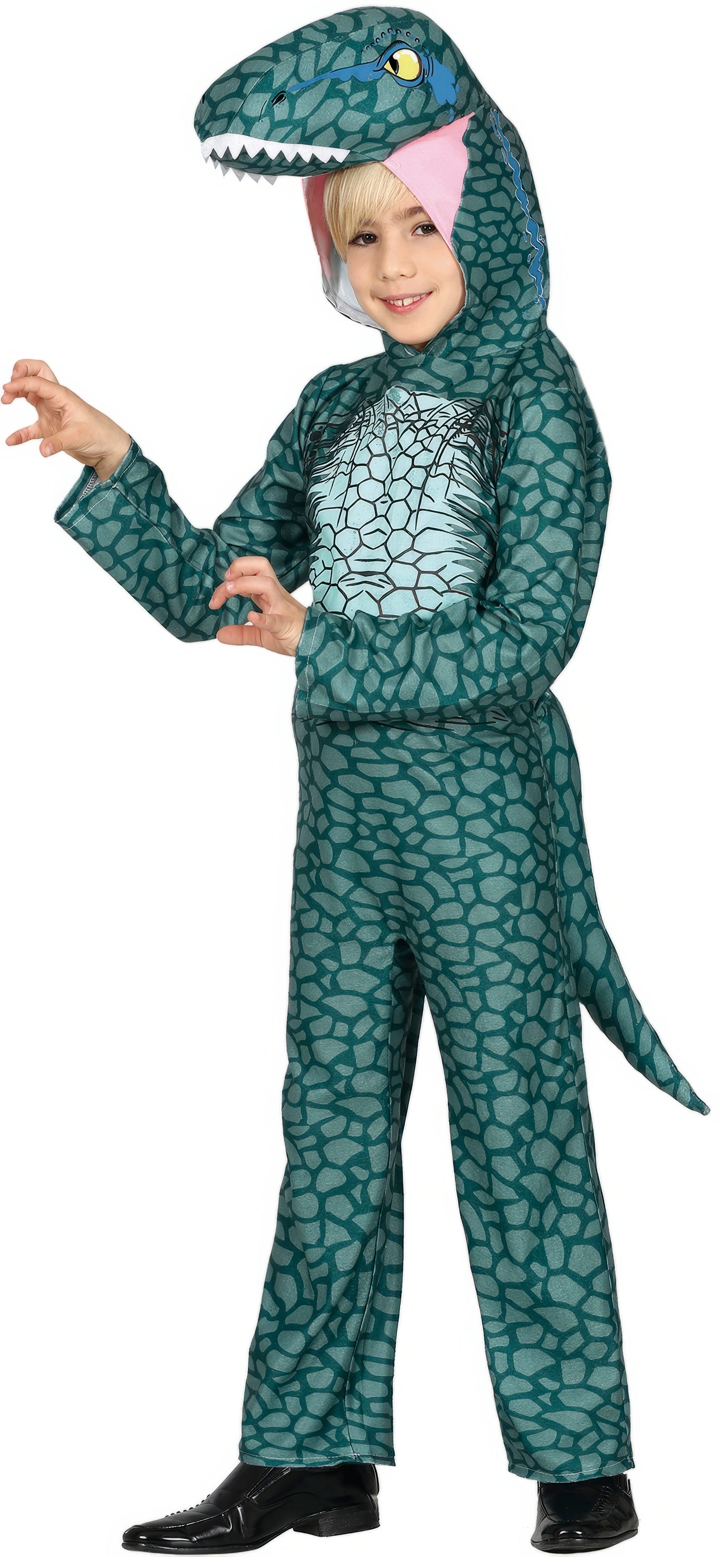 GP77421 – Dinosaurier Kostüm Kinder Faschingsanzug – Größe: 128/134 – Farbe: Grün