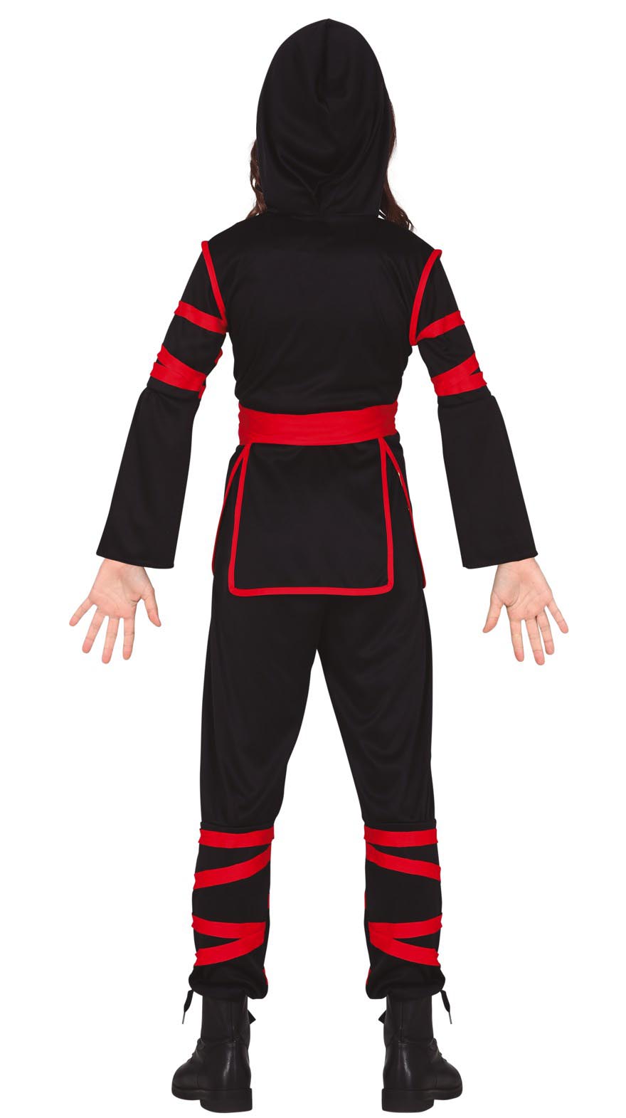 GP77458 – Ninja Kostüm Karneval Schwarz – Größe: 128/134 – Farbe: Rot