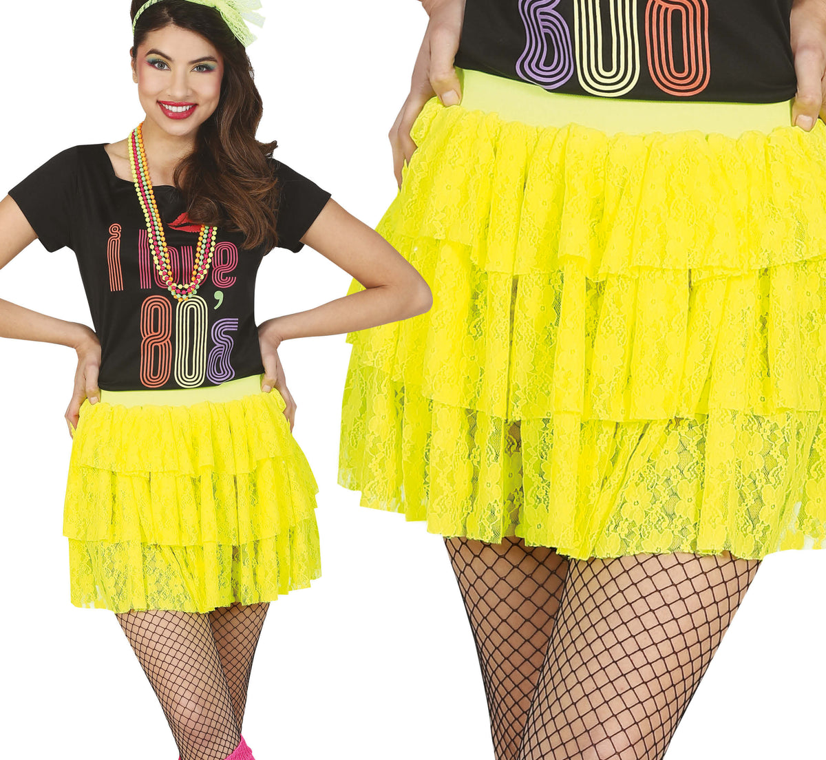 GP18940 – 80er Jahre Spitzenrock für Damen – Farbe: Gelb