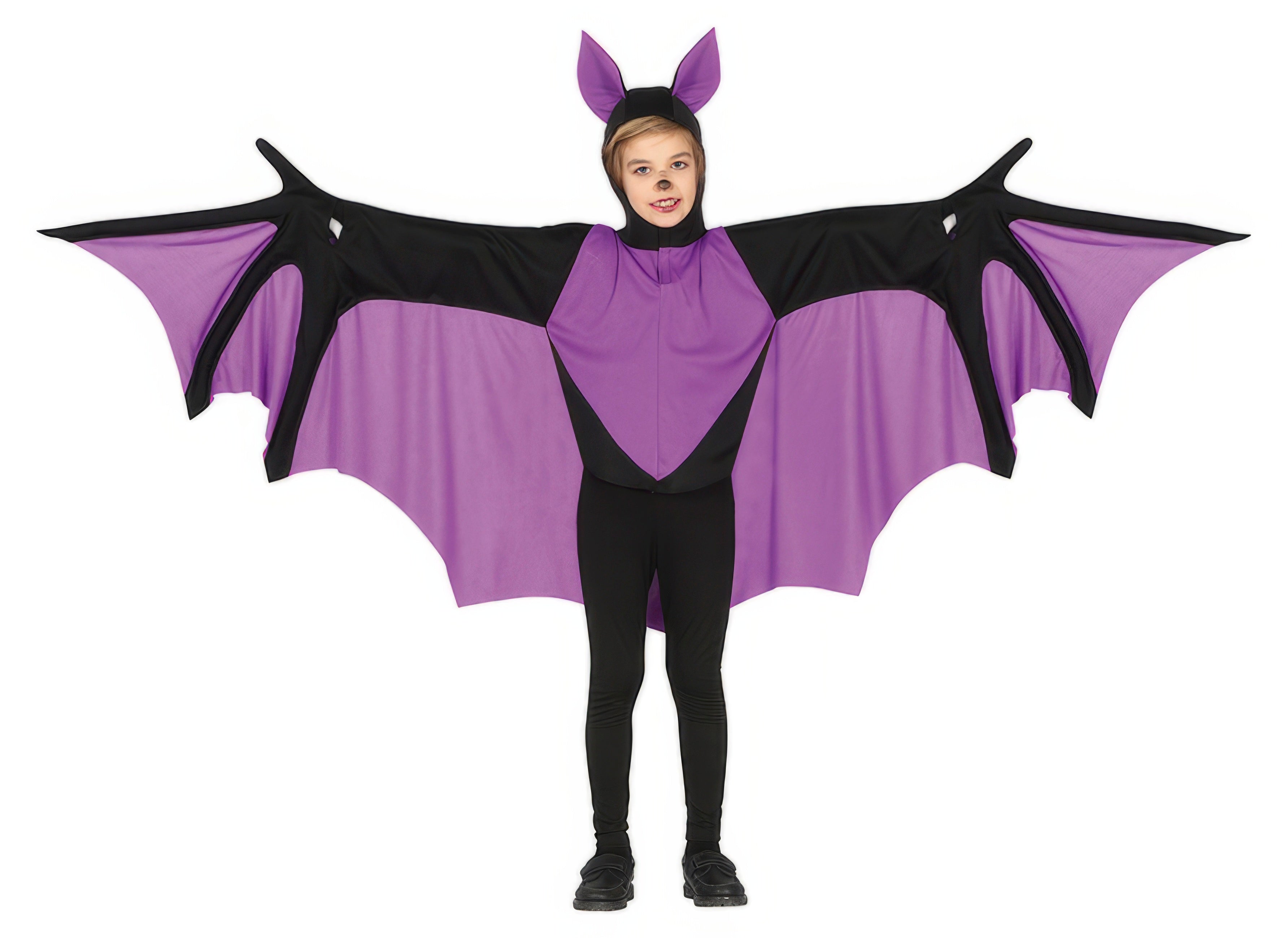 GP77551 – Fledermaus Halloween Tunika Kostüm Kinder – Größe: 128/134 – Farbe: Schwarz