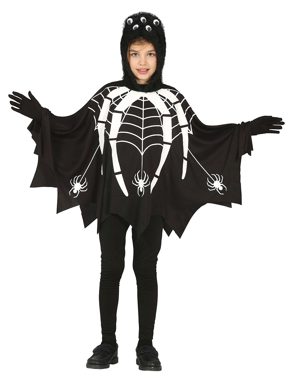 GP77570 – Spinnen Halloween Kostüm Poncho – Größe: 110/116 – Farbe: Schwarz