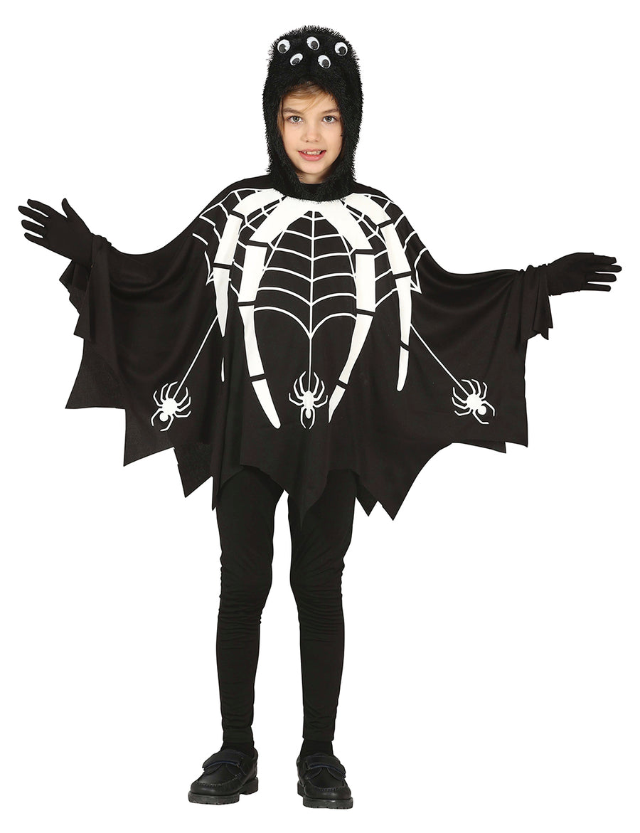 Spinnen Poncho für Kinder nachtleuchtend
