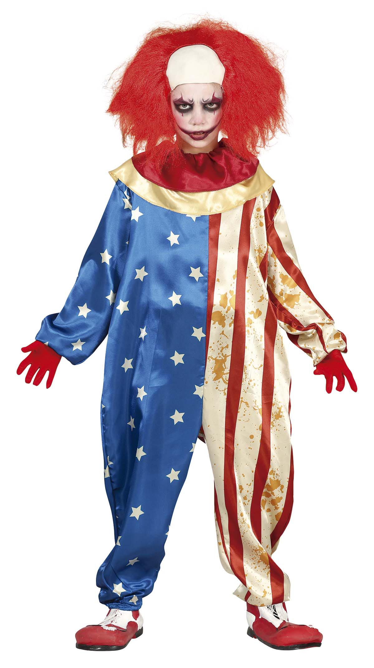 GP77579 – Clown Amerika Halloween Grusel Stars – Größe: 110/116 – Farbe: Blau