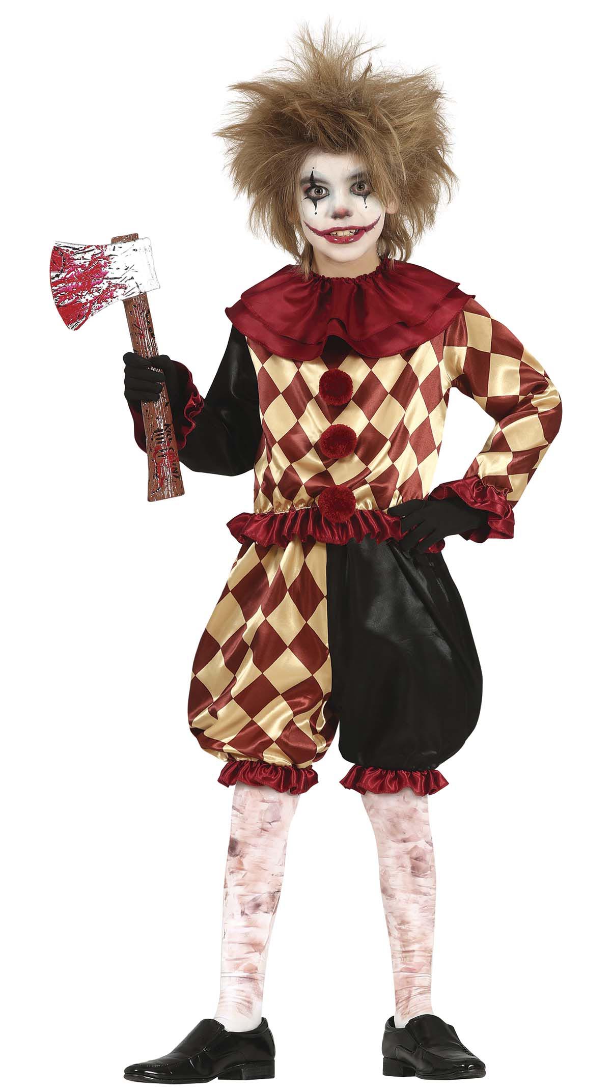 GP77596 – Clown Halloween Kostüm Gruseliger Axt Clown – Größe: 110/116 – Farbe: Grau