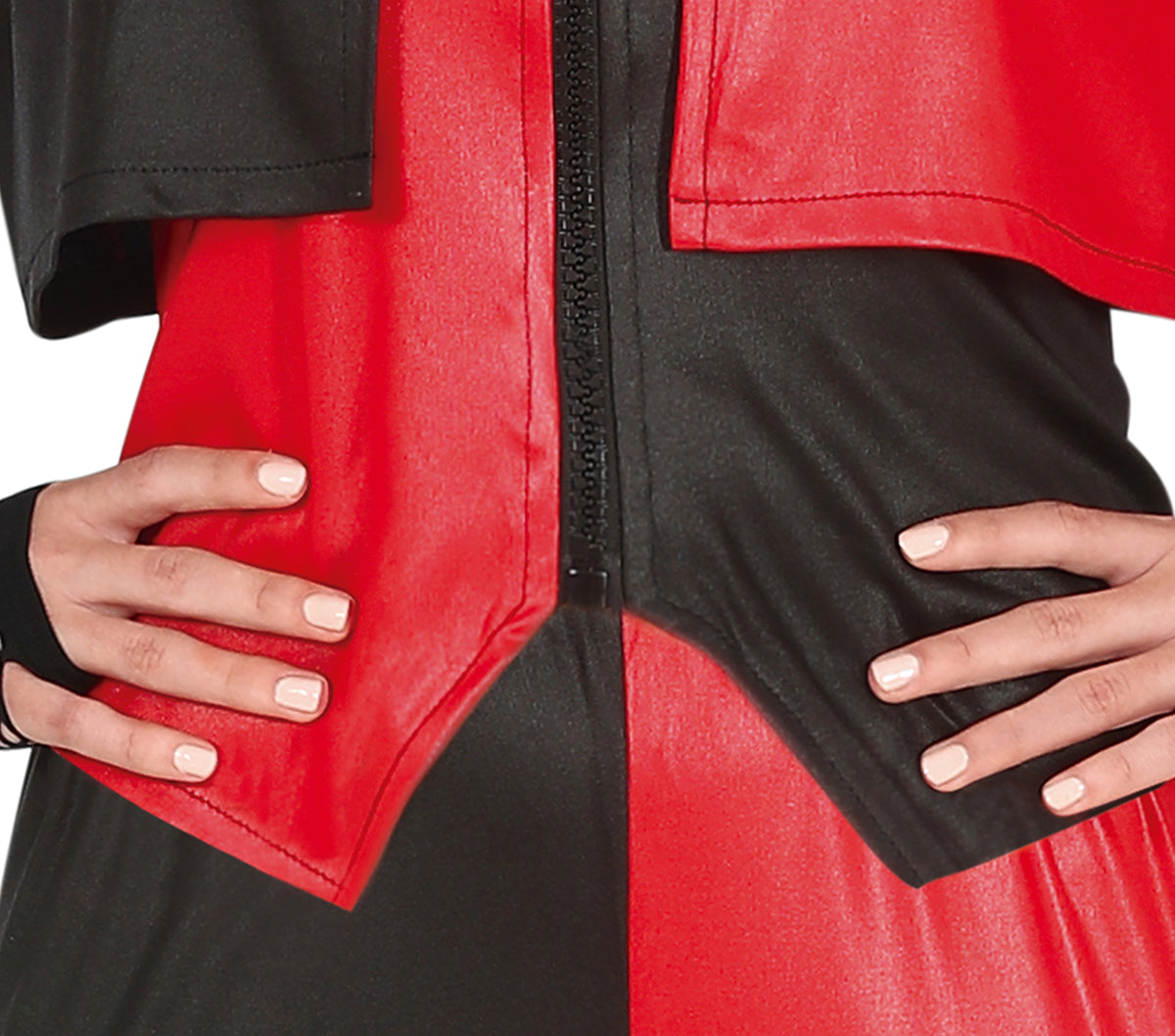 GP79523 – Harlekin Bösewicht Kostüm Rot Schwarz Jumpsuit – Größe: 14 - 16 Jahre – Farbe: Rot
