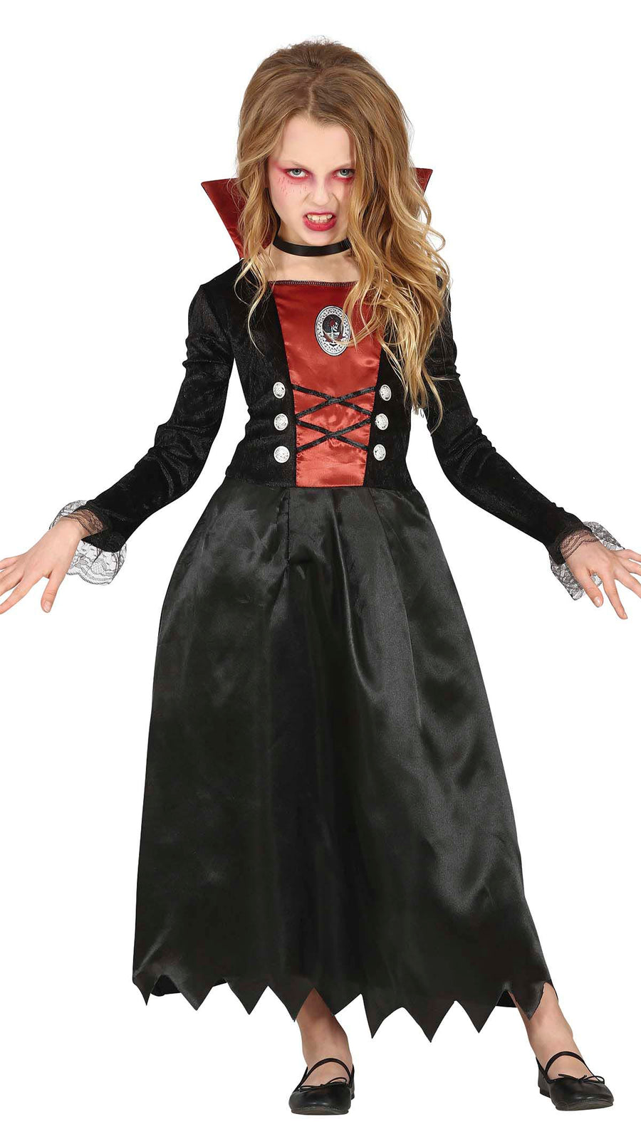 Vampirin Kleid für Mädchen mit Stehkragen