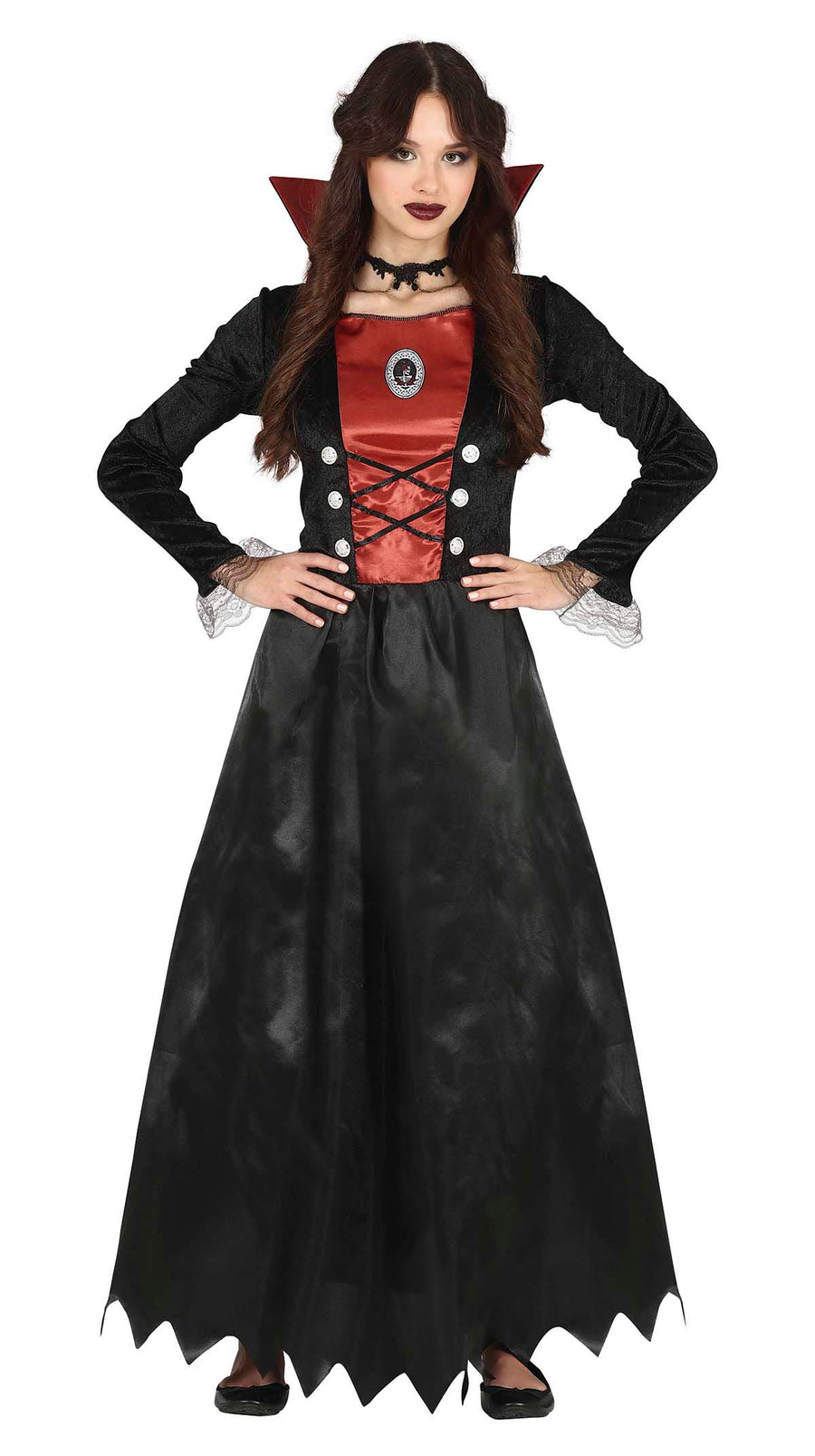 Vampirin Kostüm für Damen langes Kleid