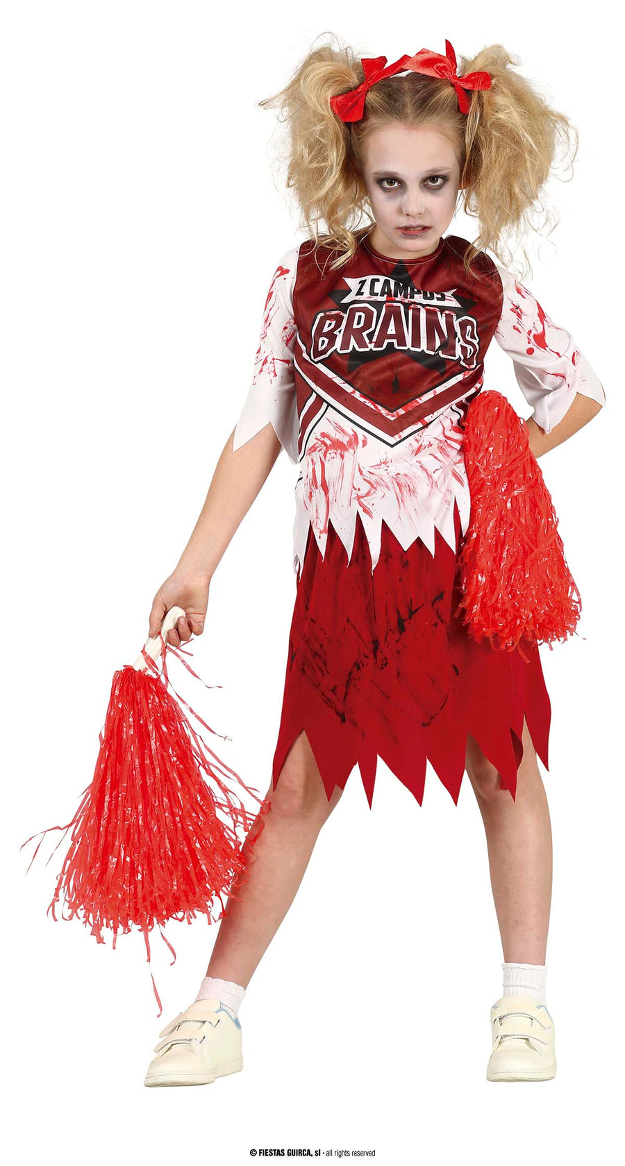 Zombie Cheerleader Kostüm für Mädchen rot weiß