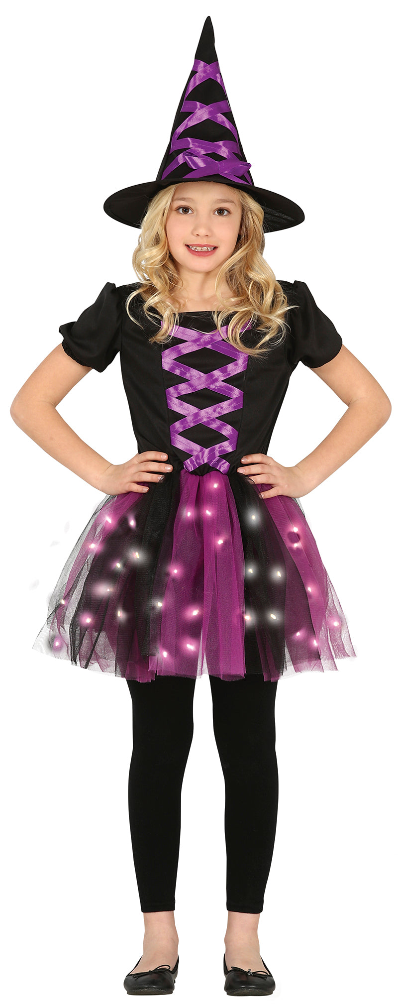 GP77637 – Hexe Magisches Kleid Fantasie Halloween – Größe: 140/146 – Farbe: Schwarz