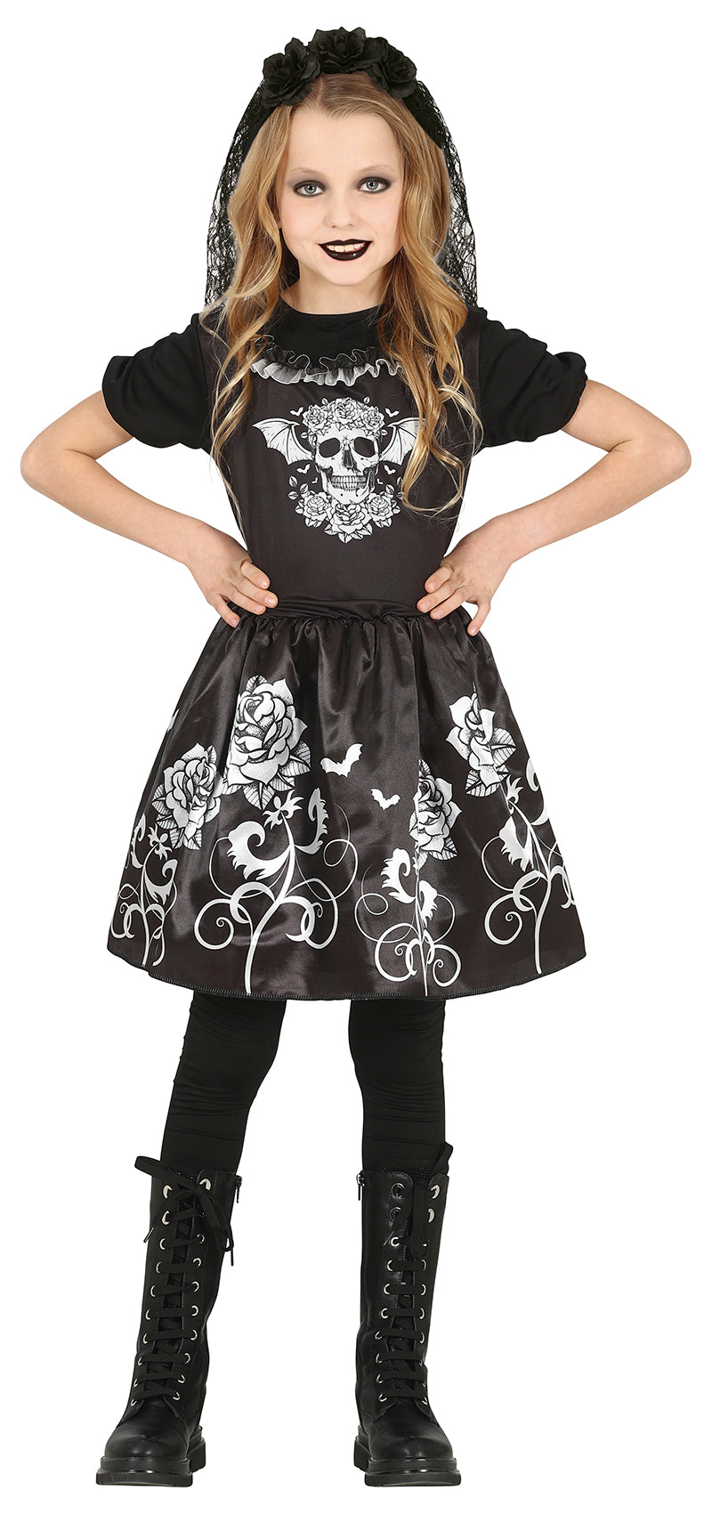 GP77645 – Halloween Skelett Tänzerin Kostüm – Größe: 140/146 – Farbe: Schwarz