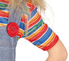 GP77669 – Halloween Puppe Buntes Streifenhemd – Größe: 110/116, 128/134, 140/146 – Farbe: Blau