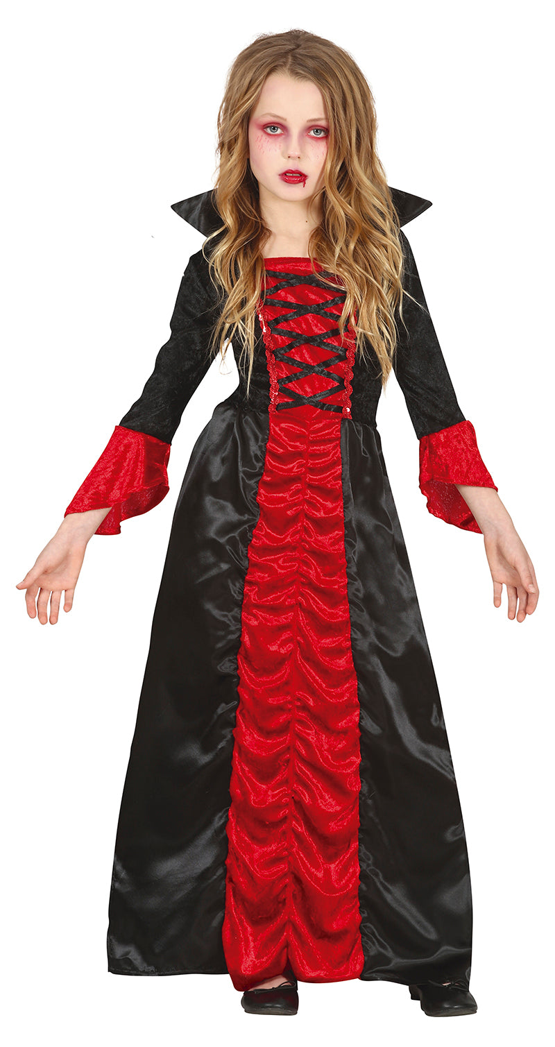 GP77675 – Vampir Nacht Schwarz Rot Kostüm – Größe: 128/134 – Farbe: Schwarz