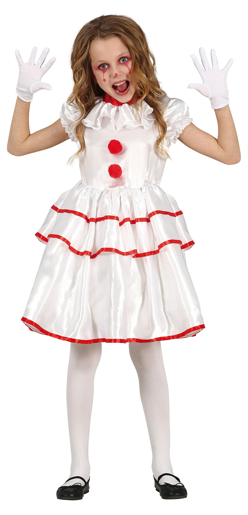 GP77689 – Clown Weiß Fröhliche Jongleur – Größe: 128/134 – Farbe: Weiß
