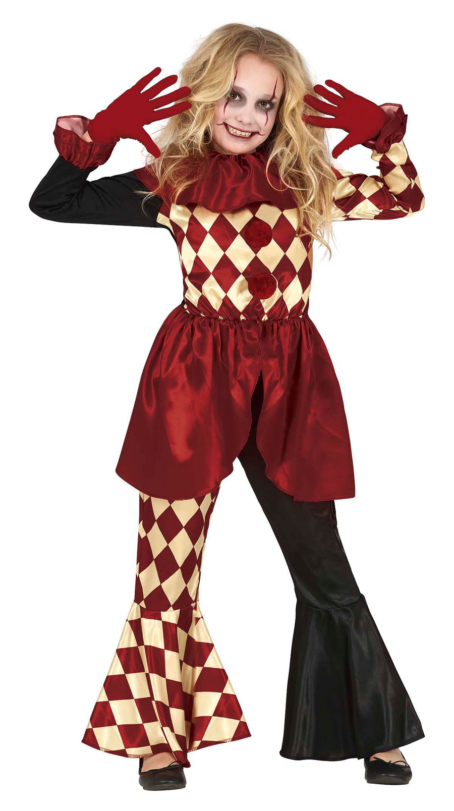 Horror Clown Kostüm für Mädchen Harlekin
